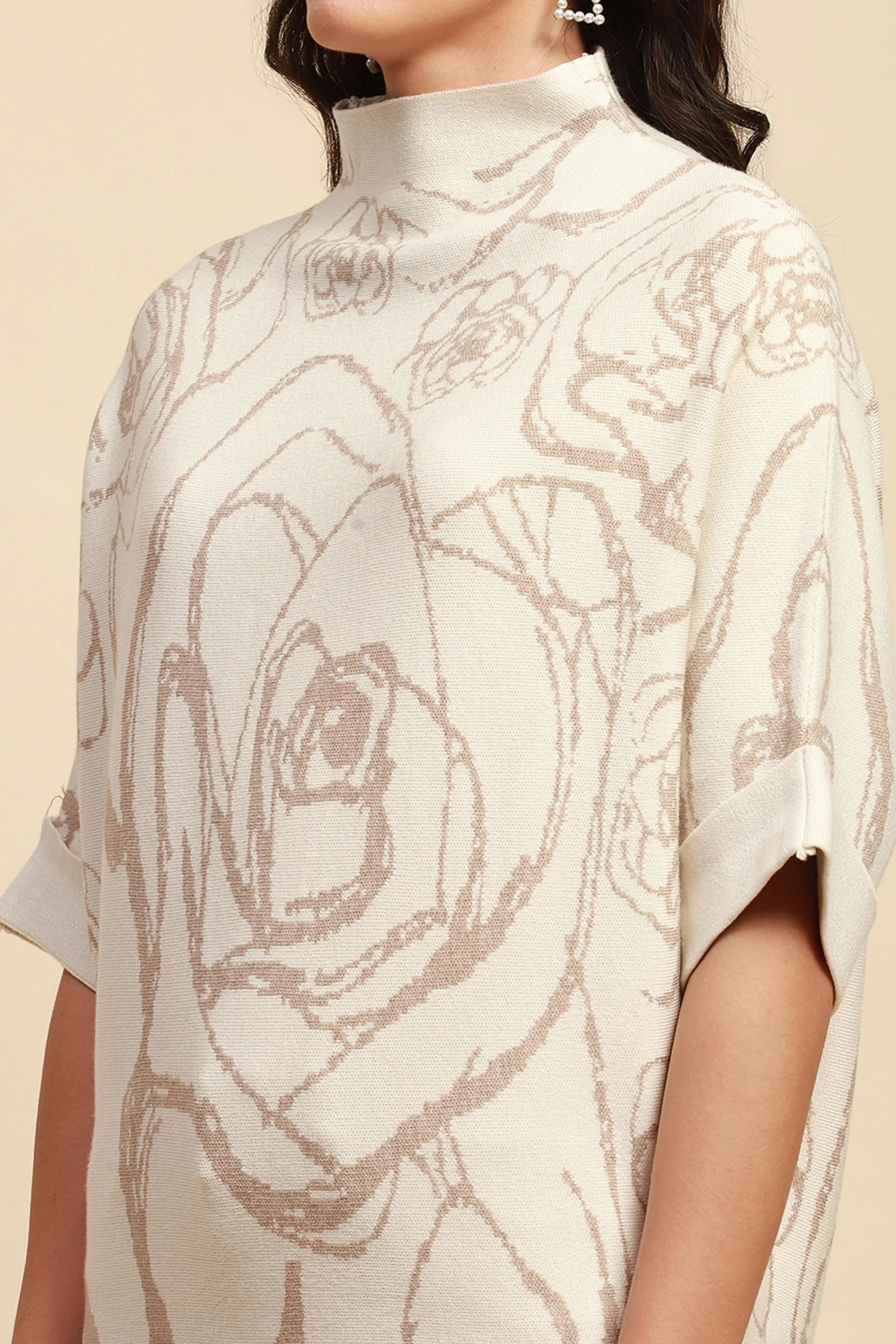 Off White Viscose Loose Fit Pullover - Global Republic