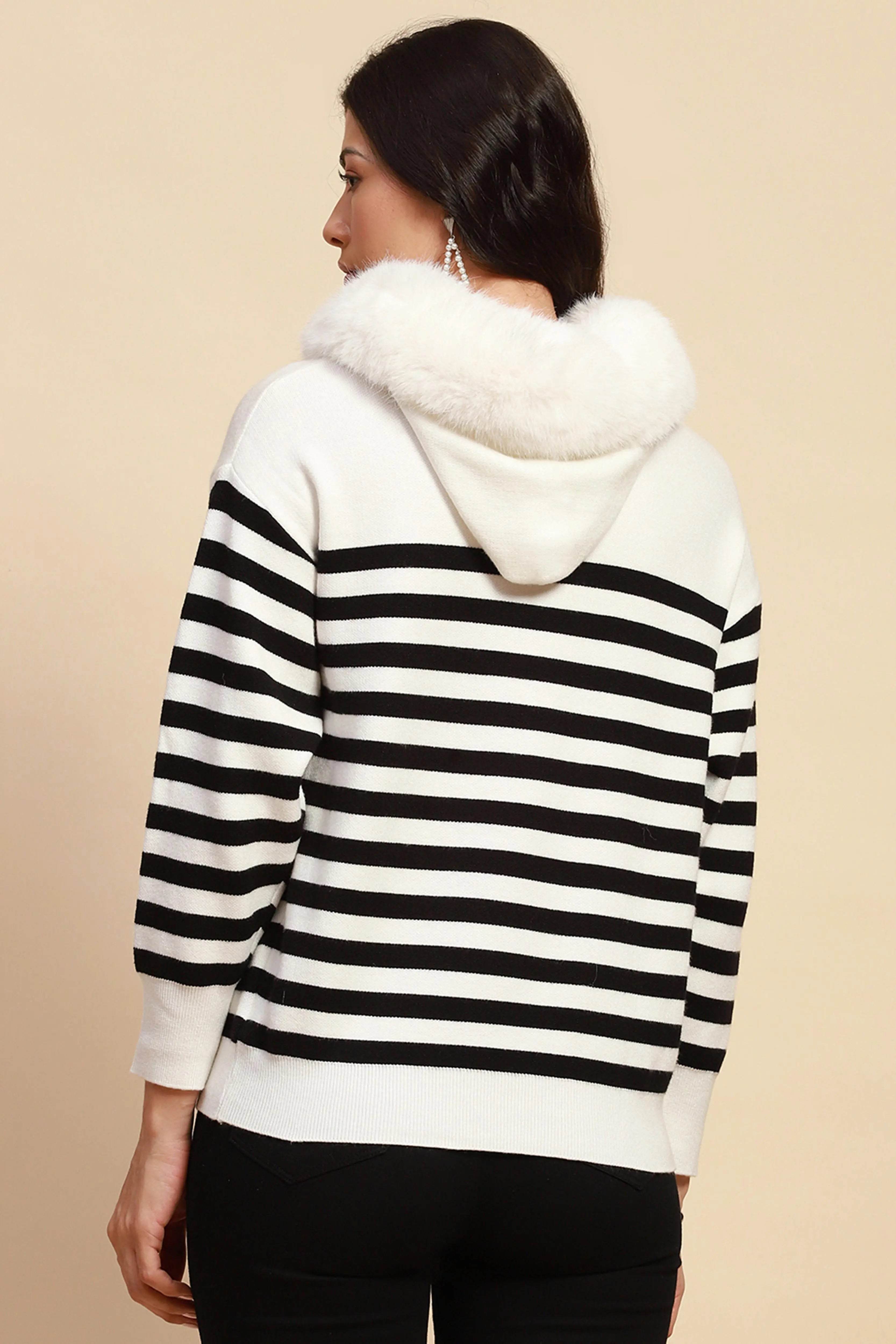 White Viscose Relaxed Fit Pullover - Global Republic