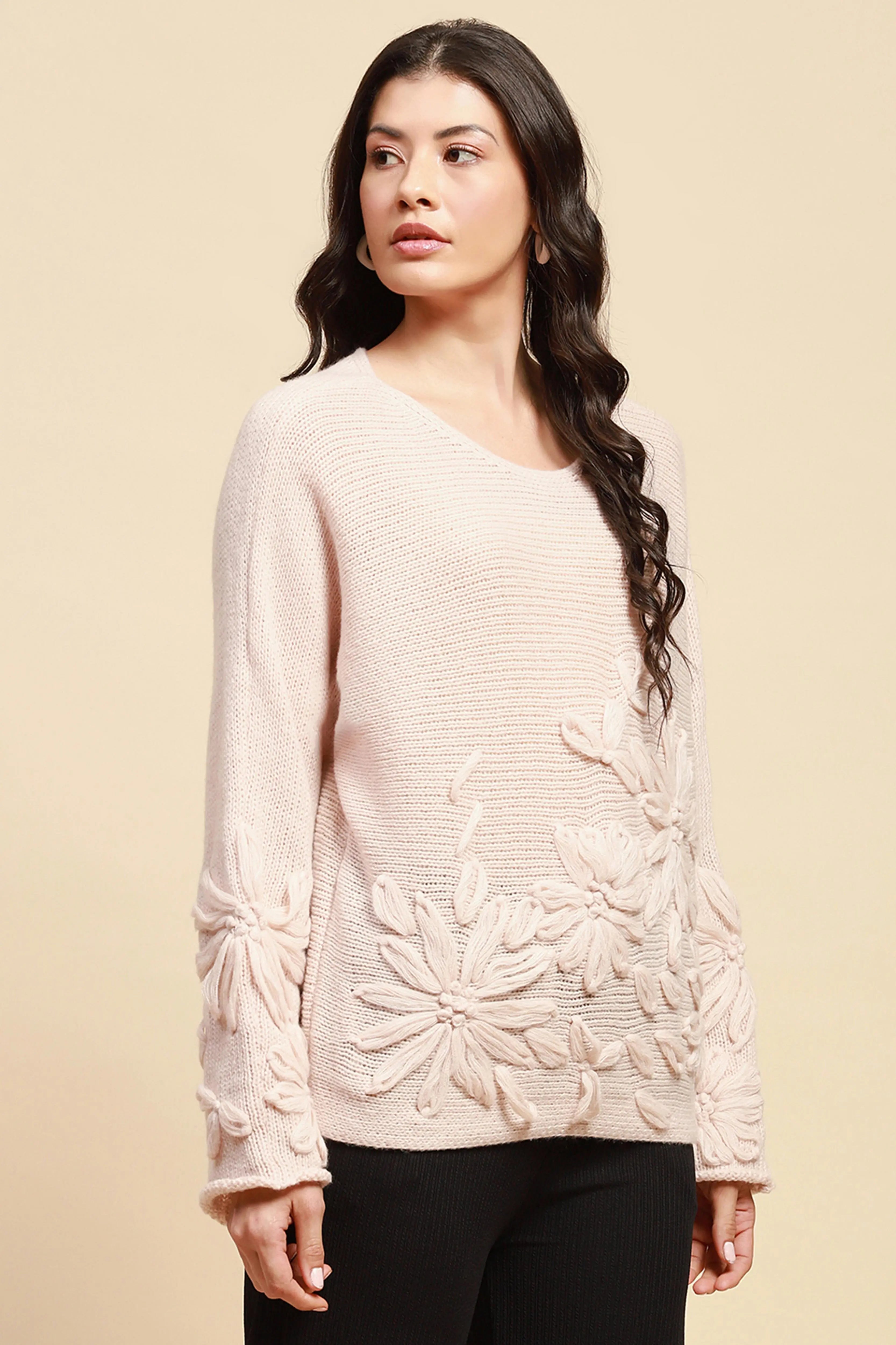 Natural Wool Blend Loose Pullover - Global Republic