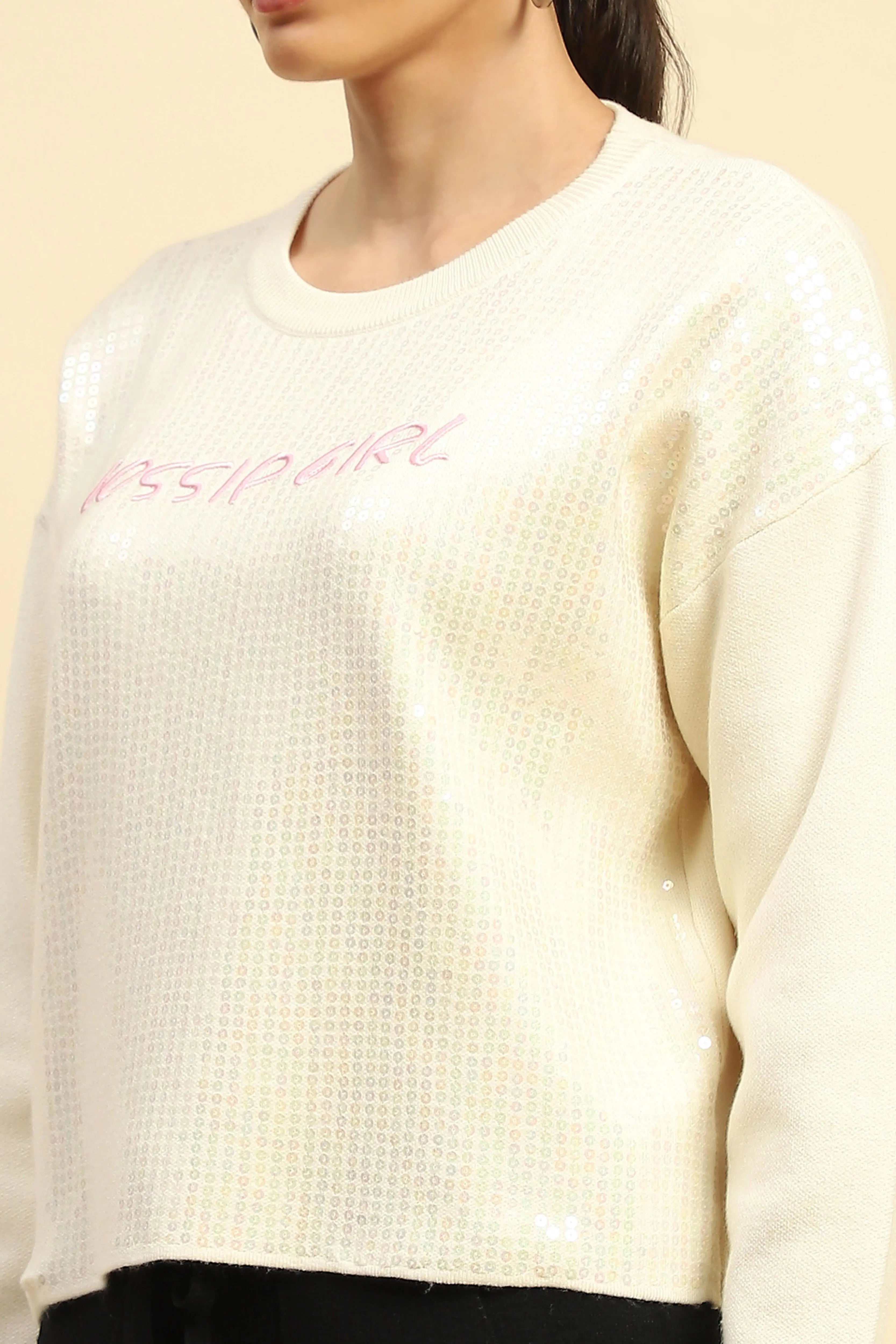 Cream Viscose Boxy Fit Pullover - Global Republic