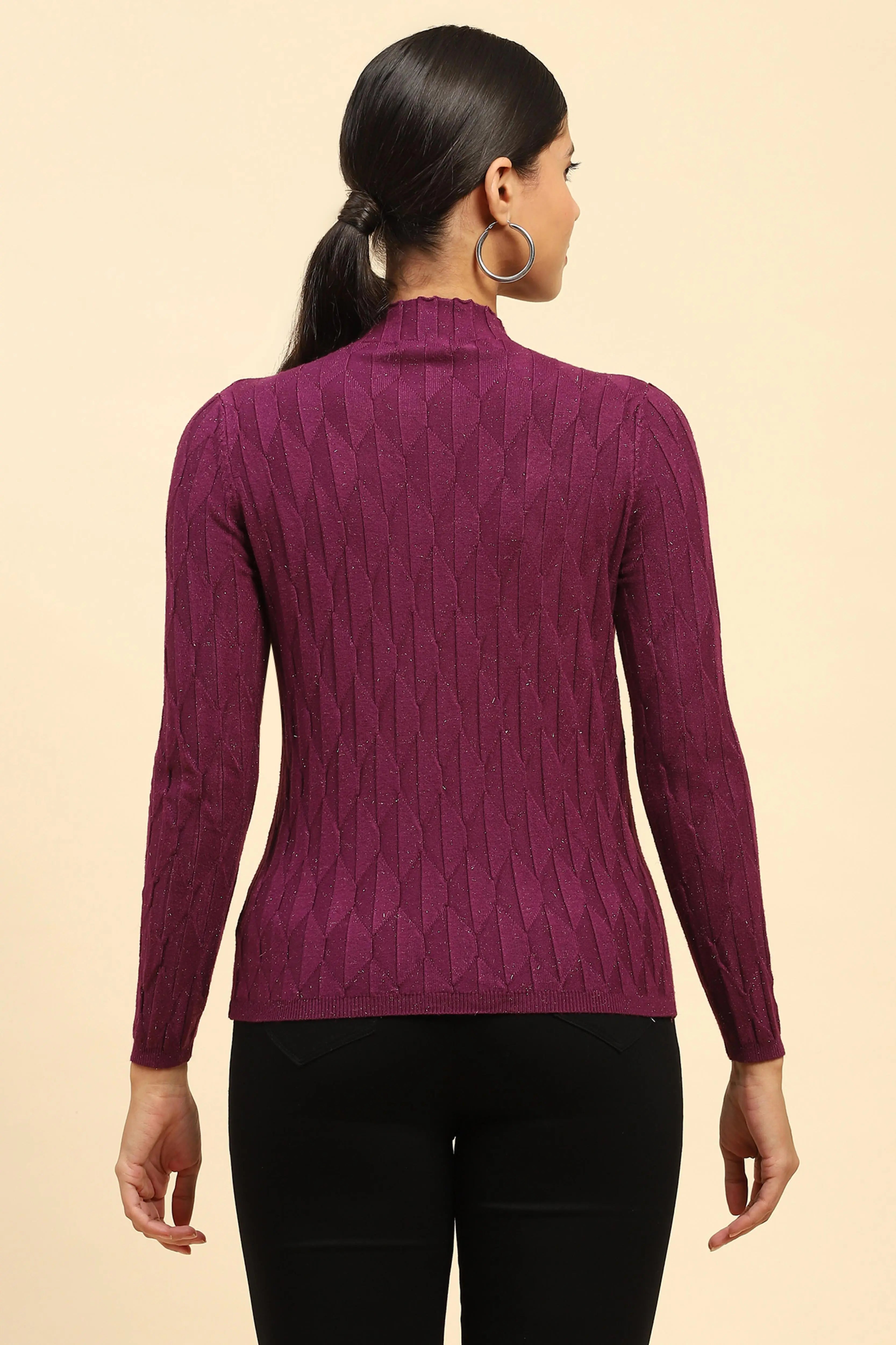 Wine Viscose Skivvy Pullover - Global Republic