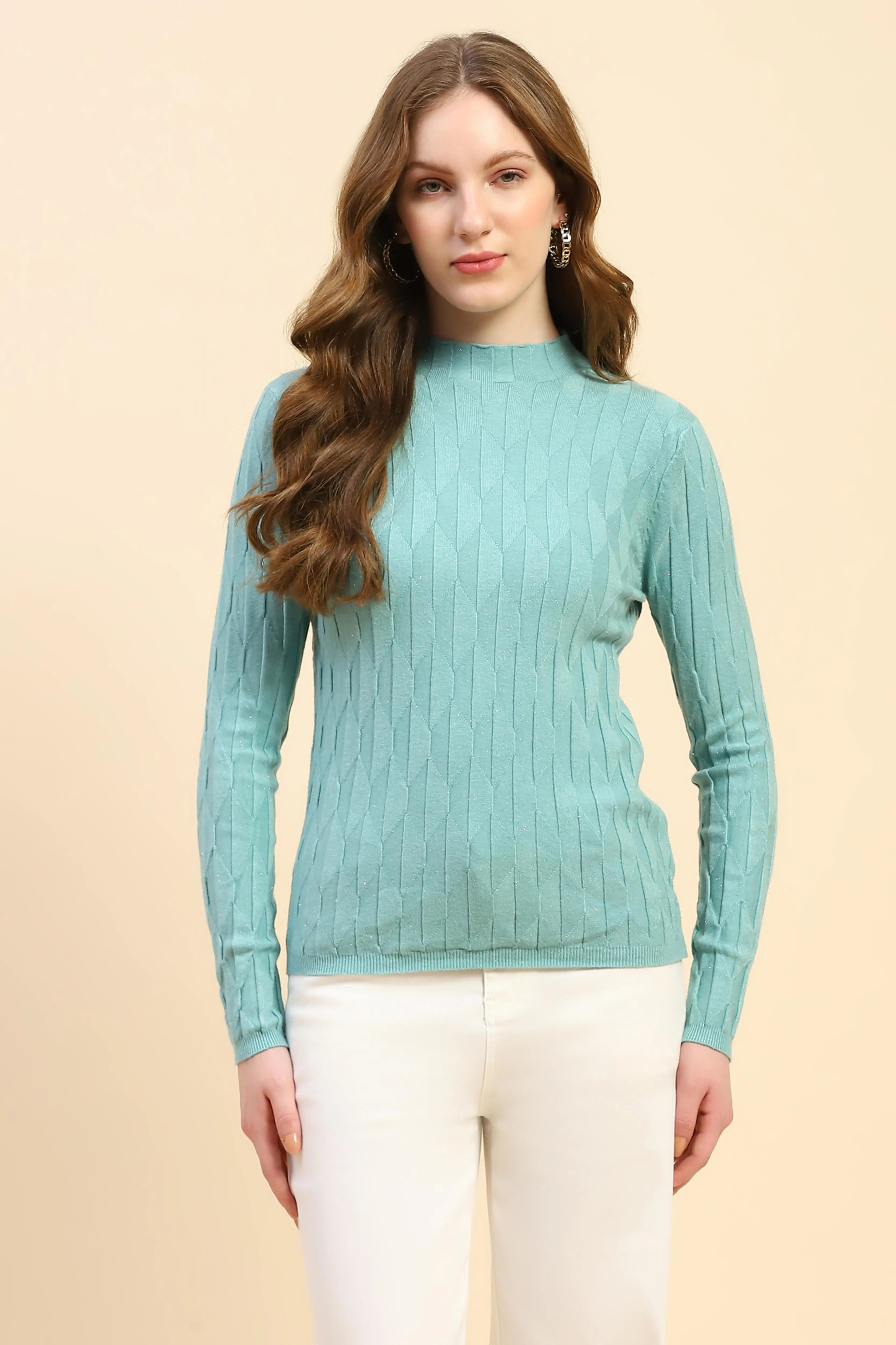 Green Viscose Slim Fit Skivvy Pullover - Global Republic
