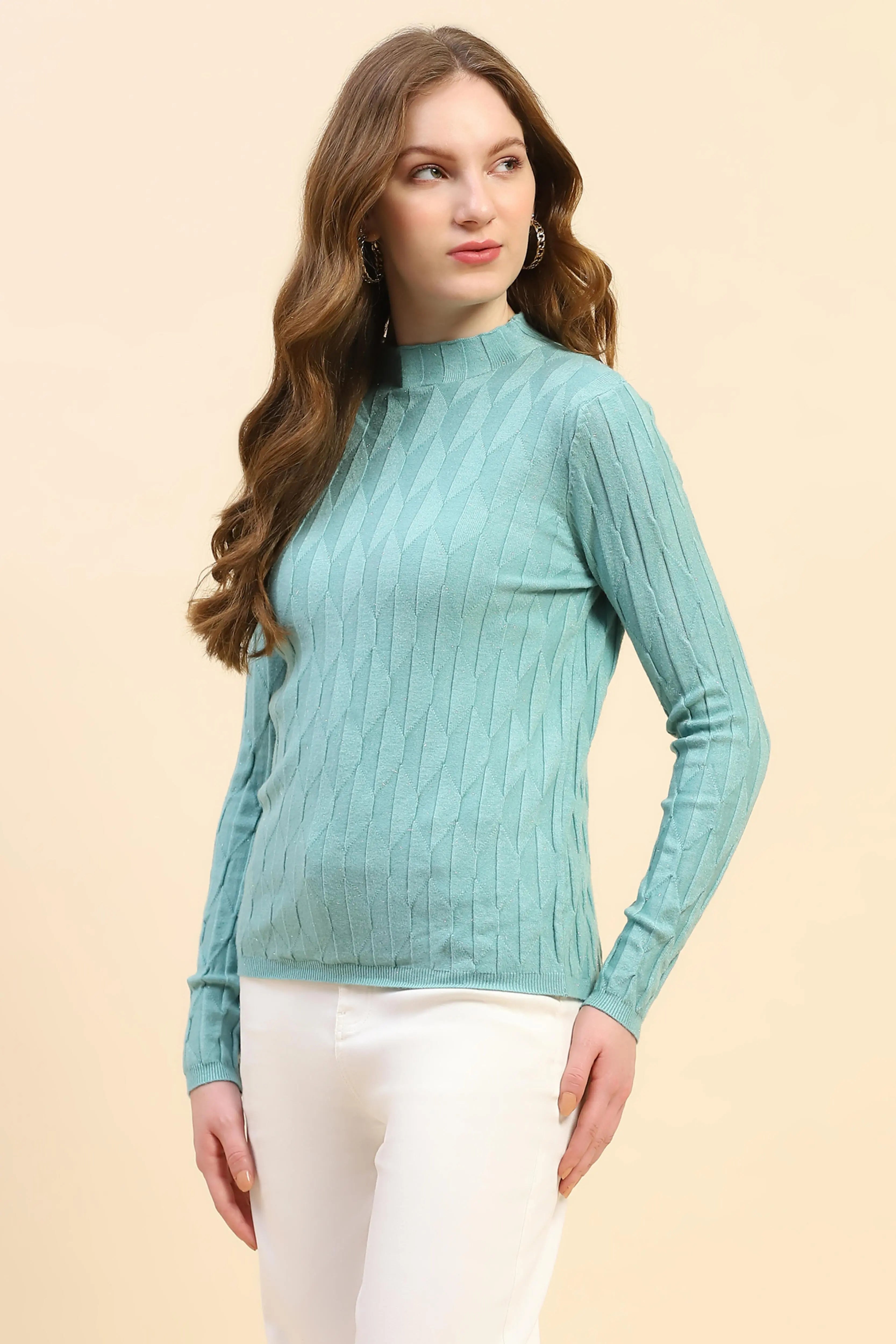 Green Viscose Slim Fit Skivvy Pullover - Global Republic