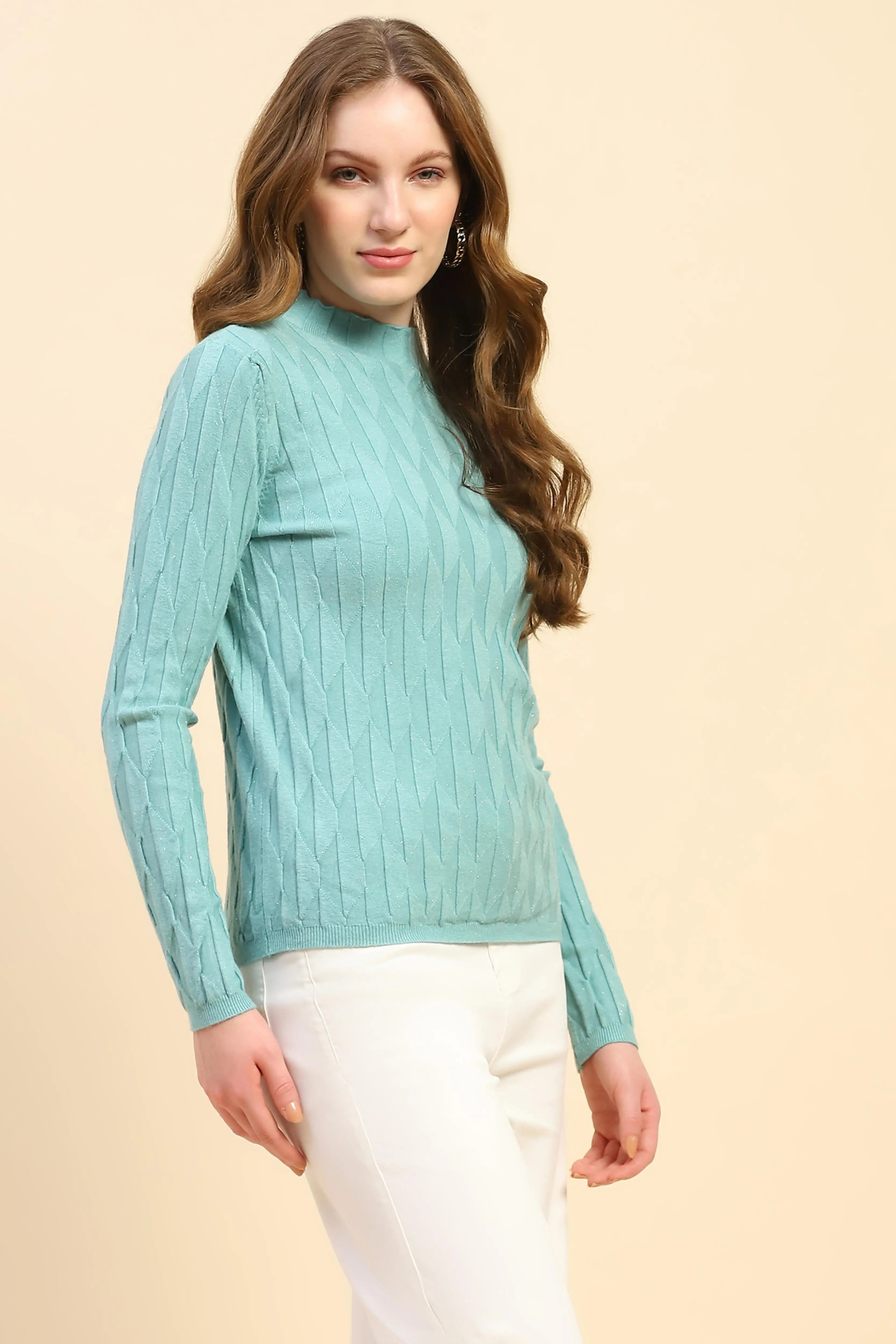 Green Viscose Slim Fit Skivvy Pullover - Global Republic