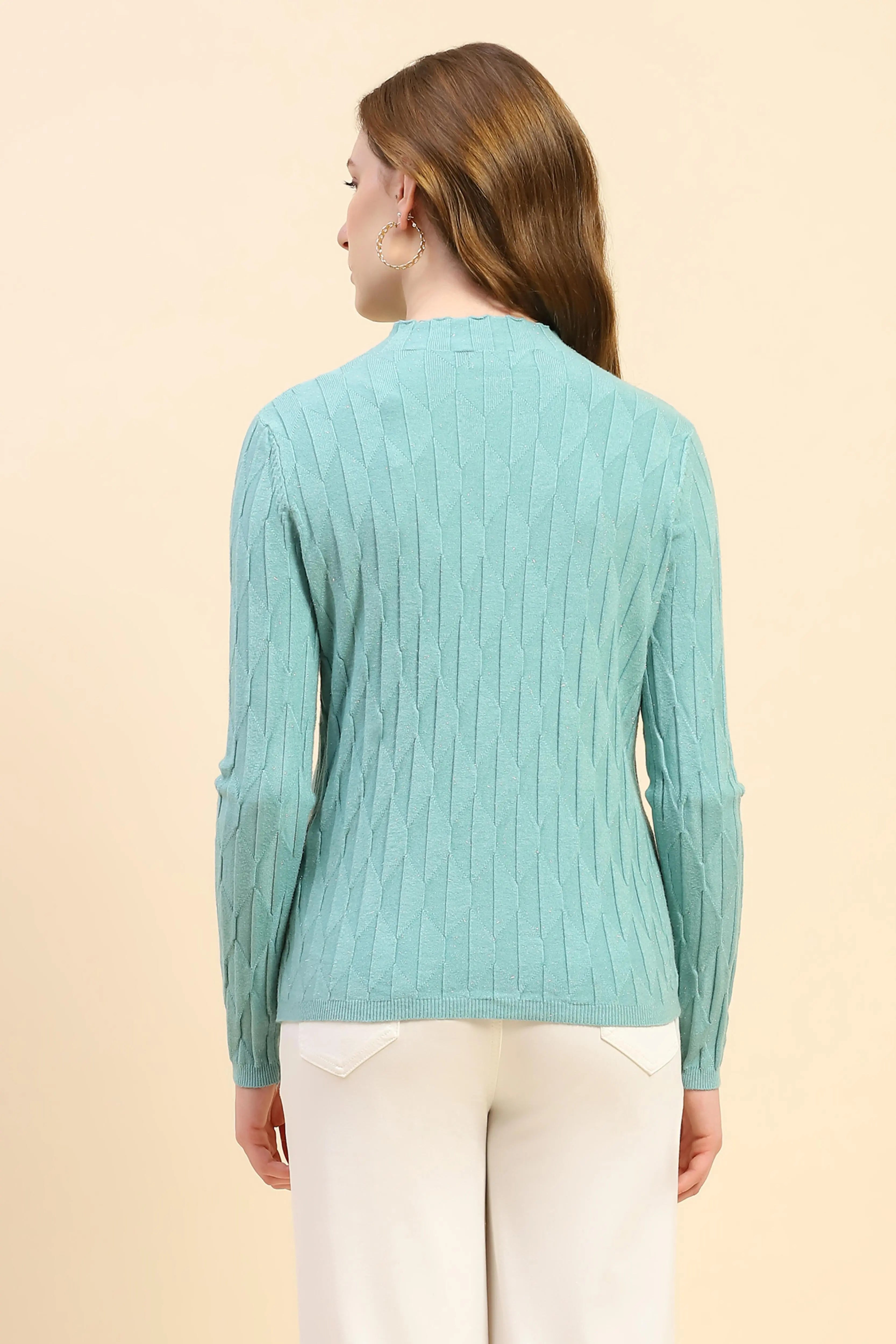 Green Viscose Slim Fit Skivvy Pullover - Global Republic