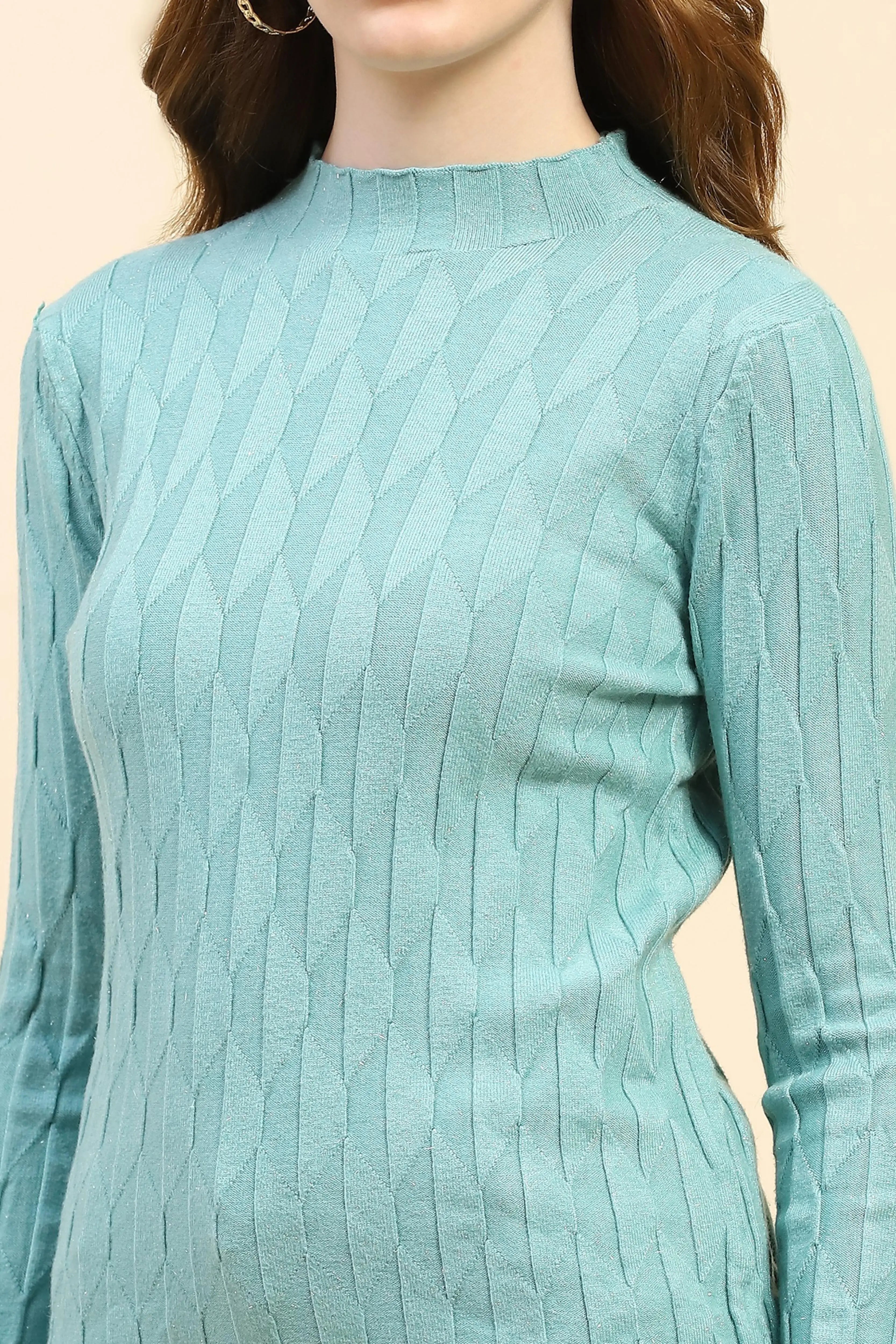 Green Viscose Slim Fit Skivvy Pullover - Global Republic