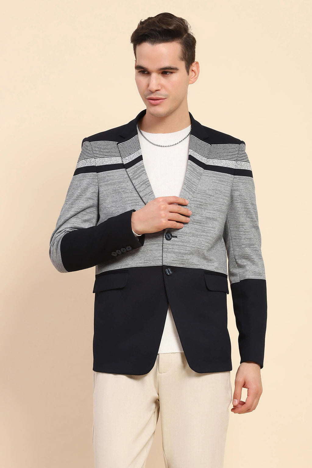3530176 Navy Striped Coat