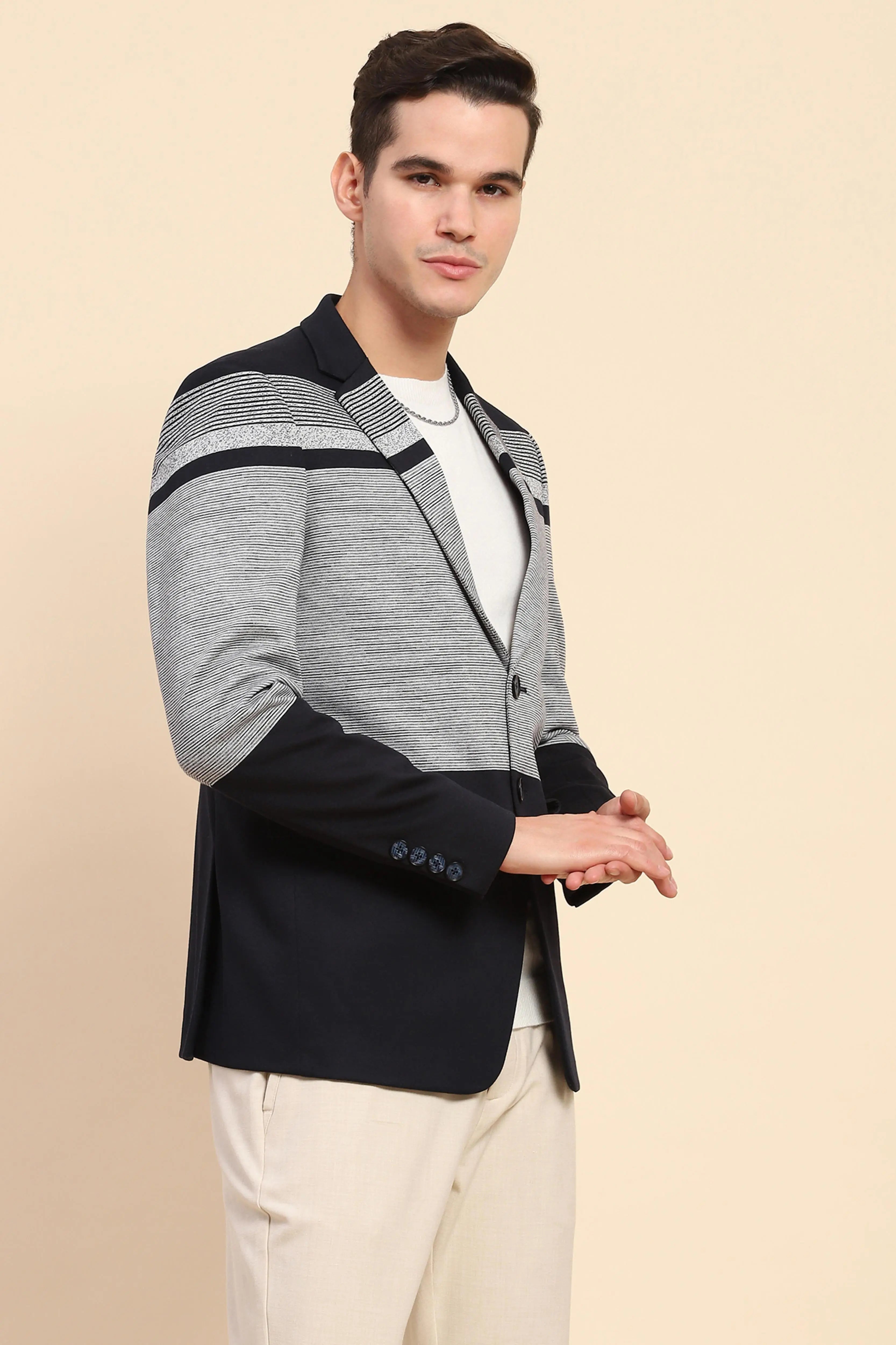 Navy Striped Coat - Global Republic