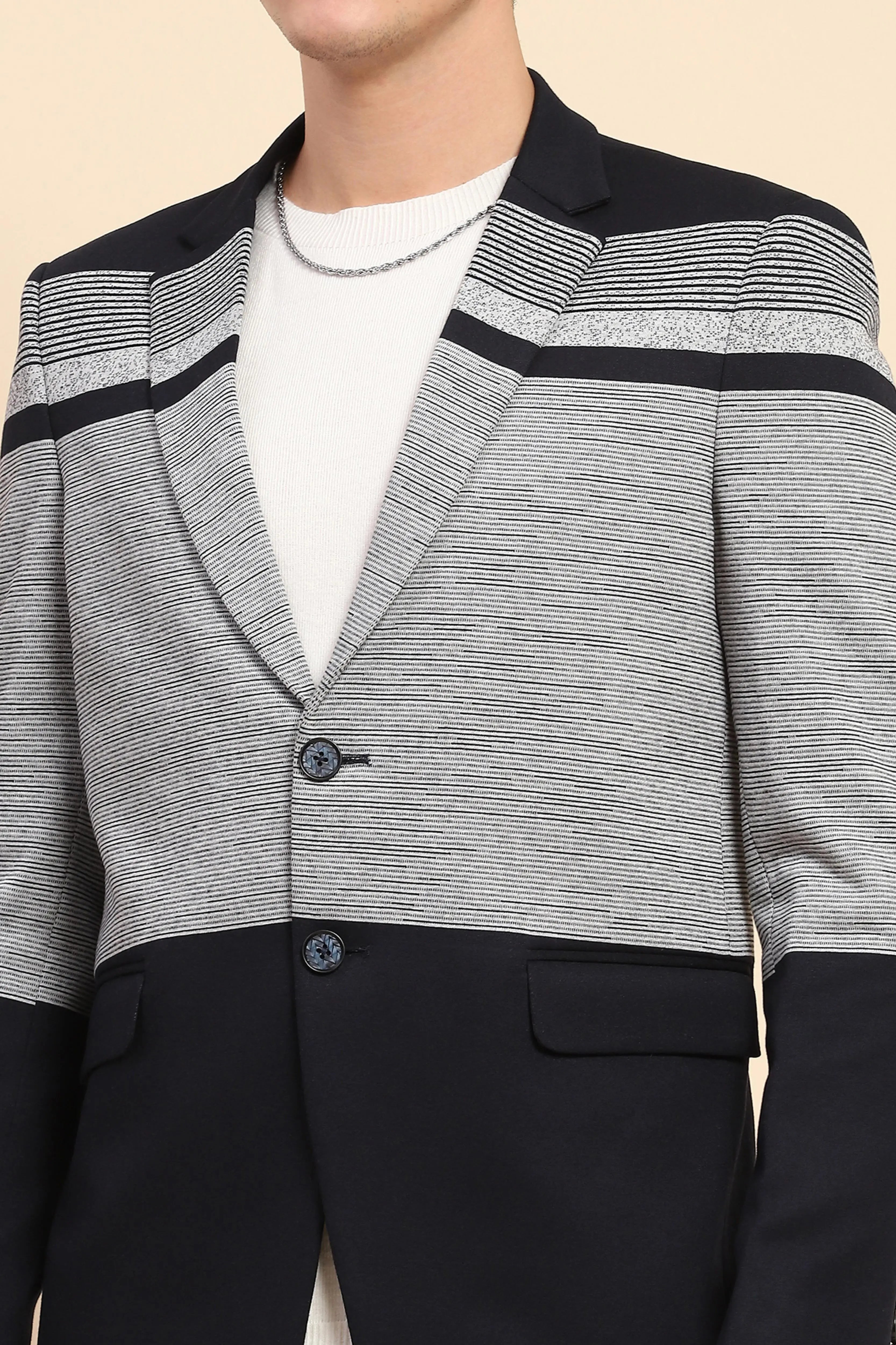 Navy Striped Coat - Global Republic