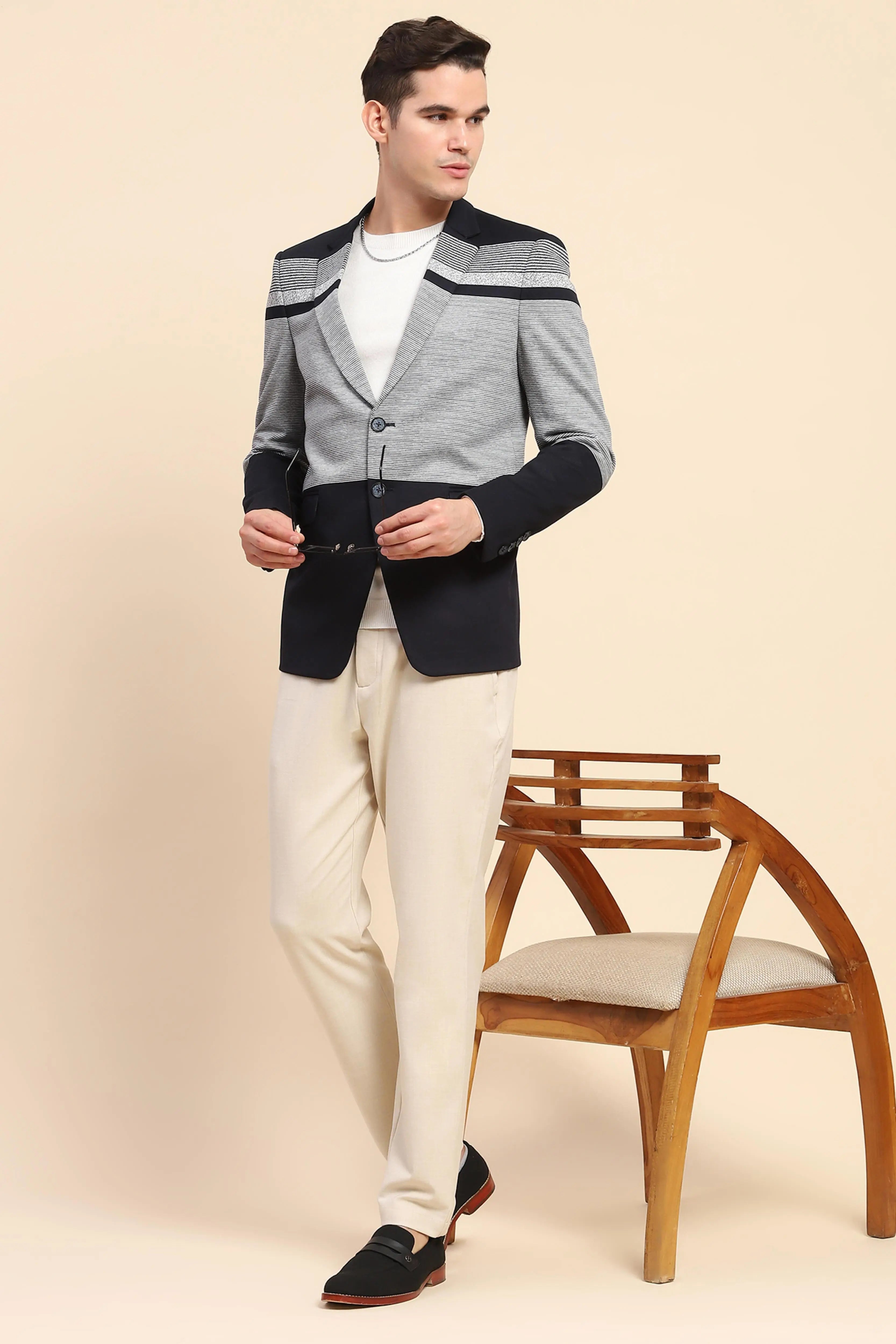 Navy Striped Coat - Global Republic