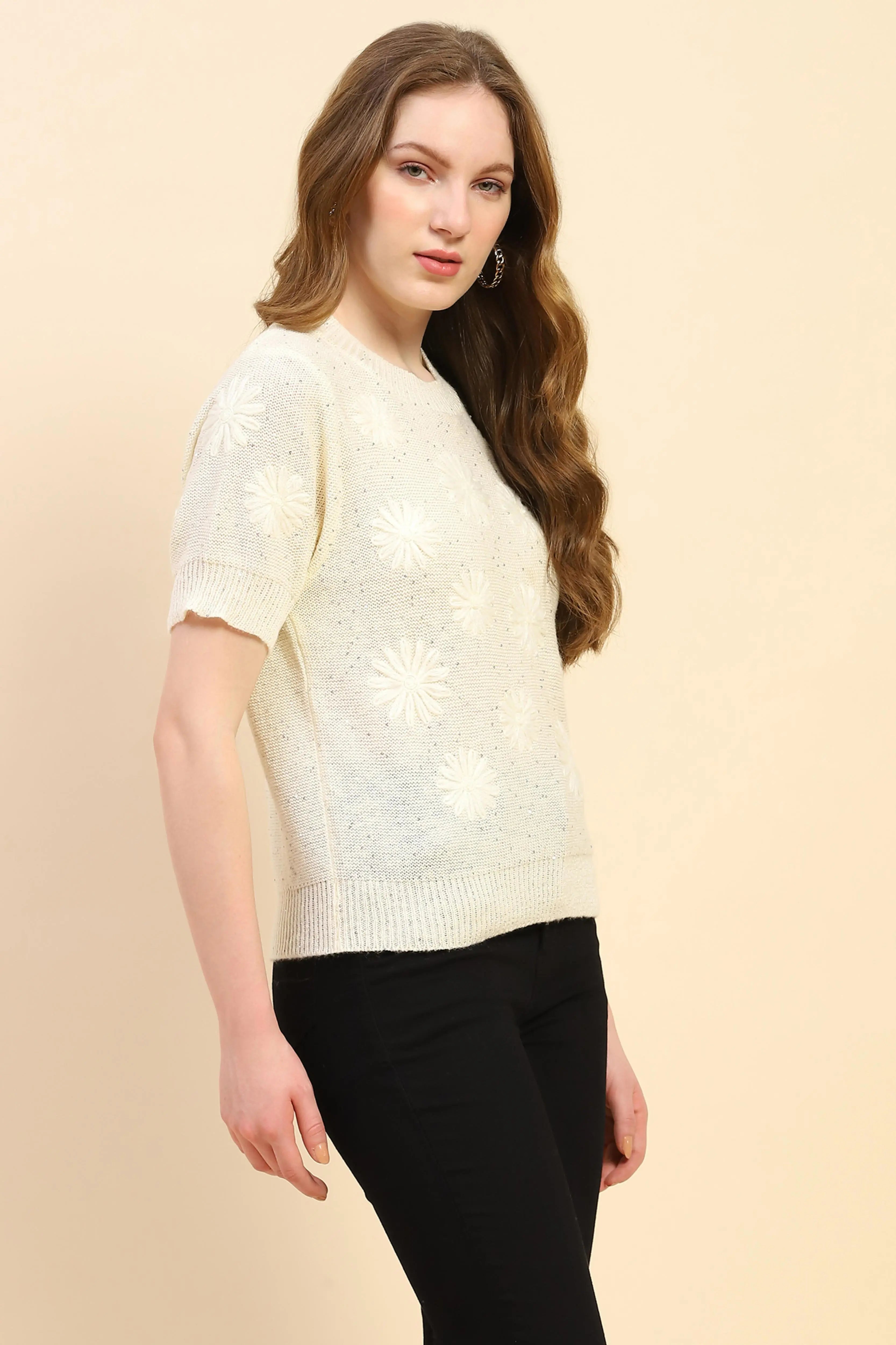 Acrylic Blend Embroidered Pullover - Global Republic