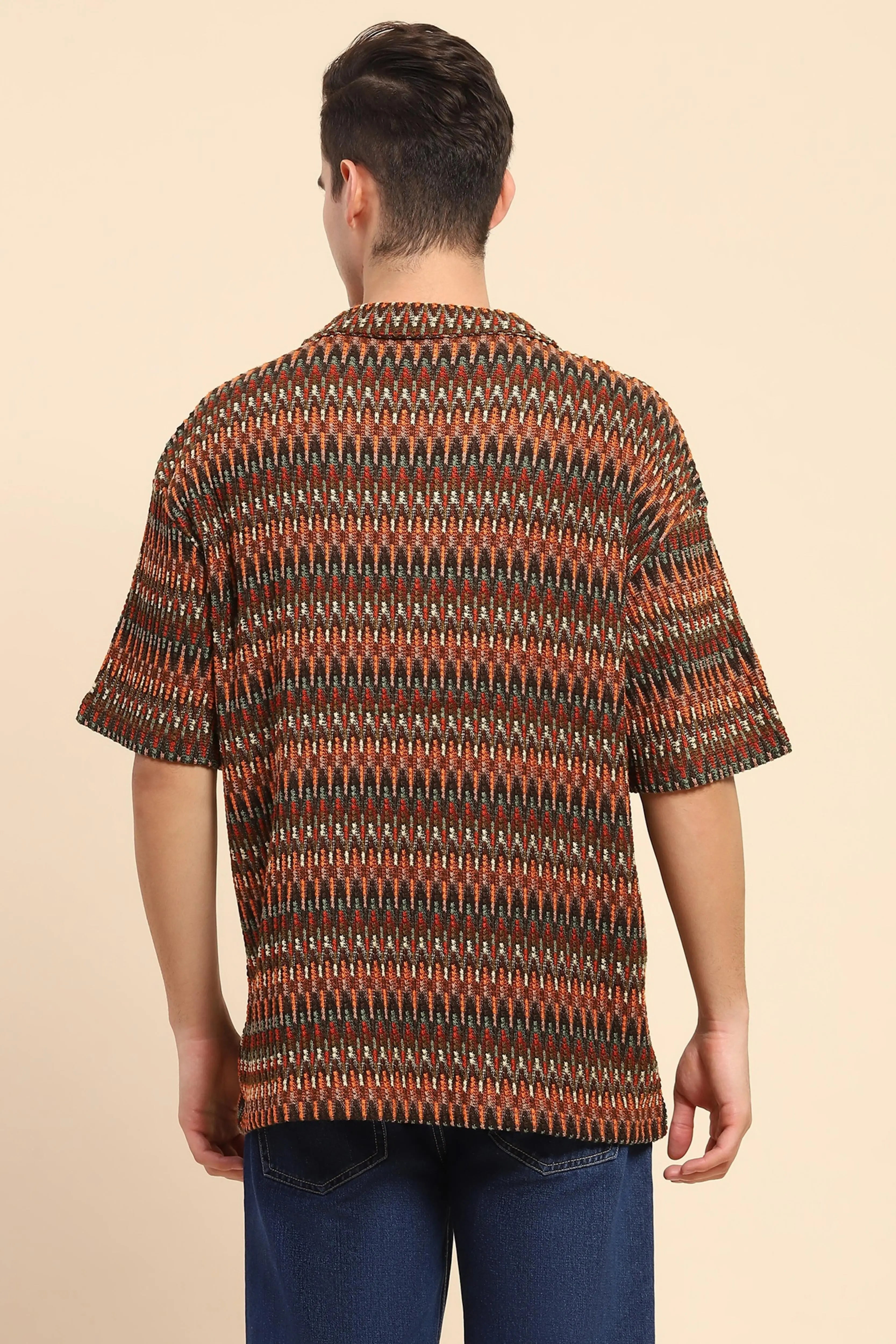 Multi  Textured Oversized Shirt - Global Republic