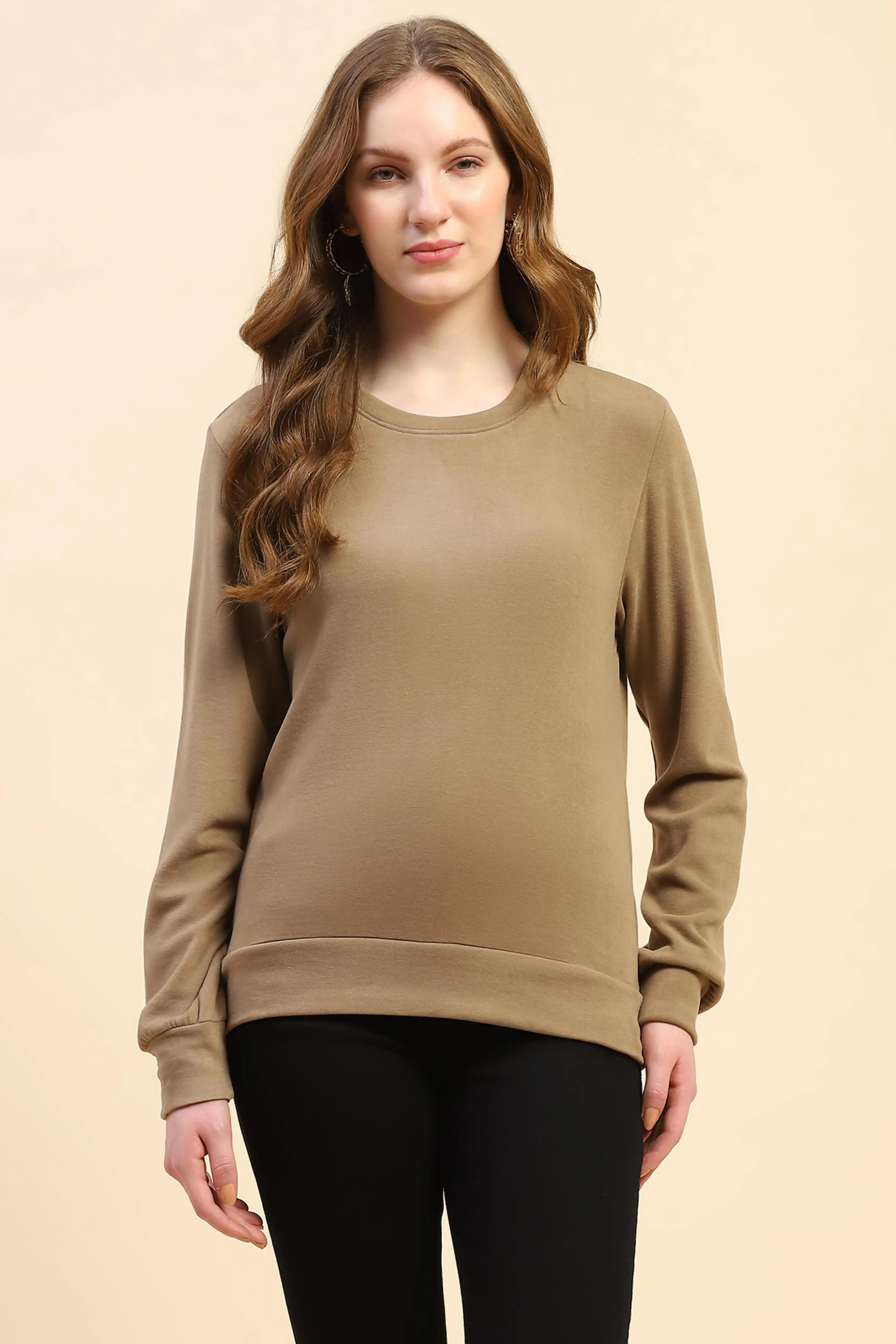 Brown Silk Blend Ultra Soft Sweatshirt - Global Republic