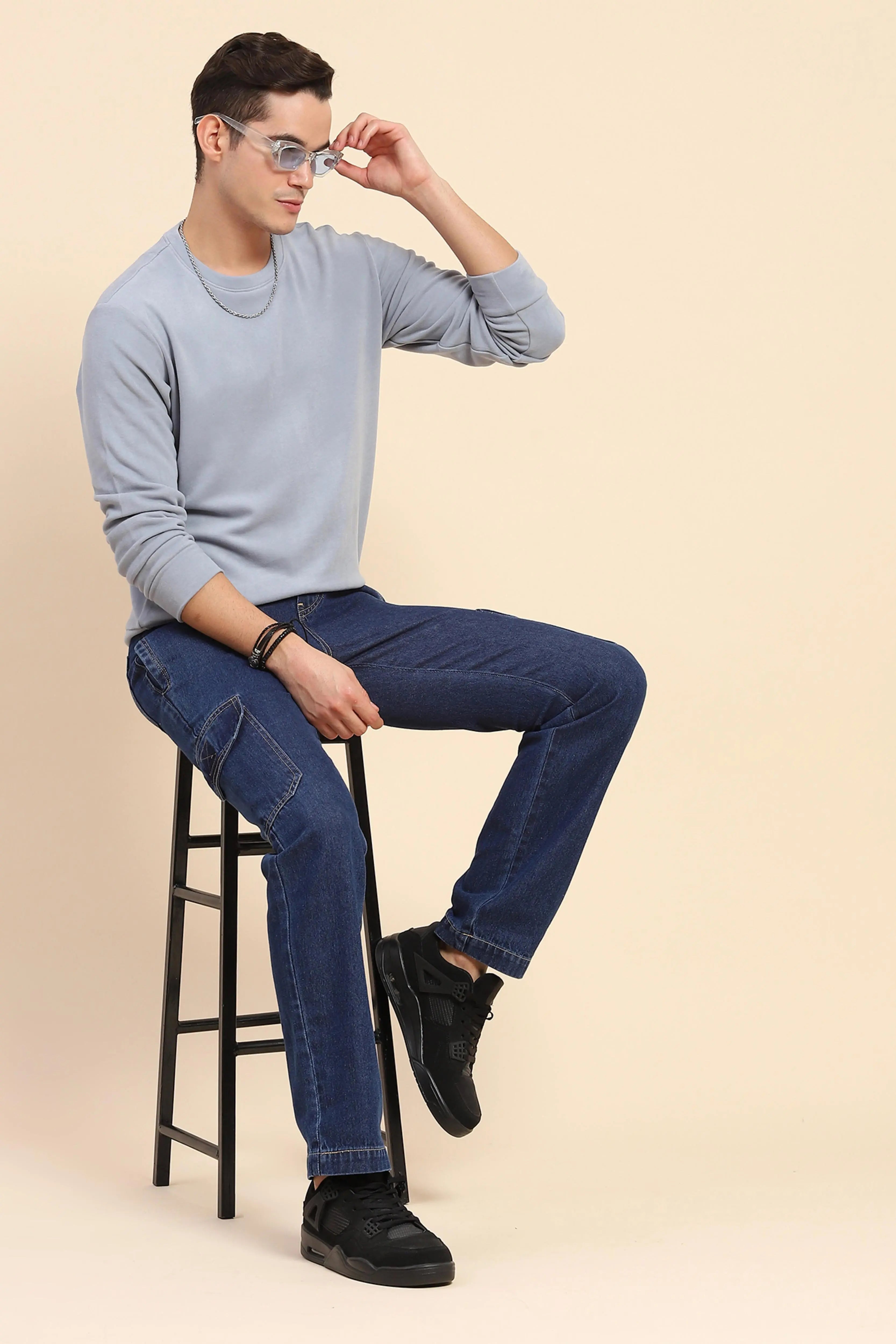 Blue Acrylic Winter Sweatshirt - Global Republic