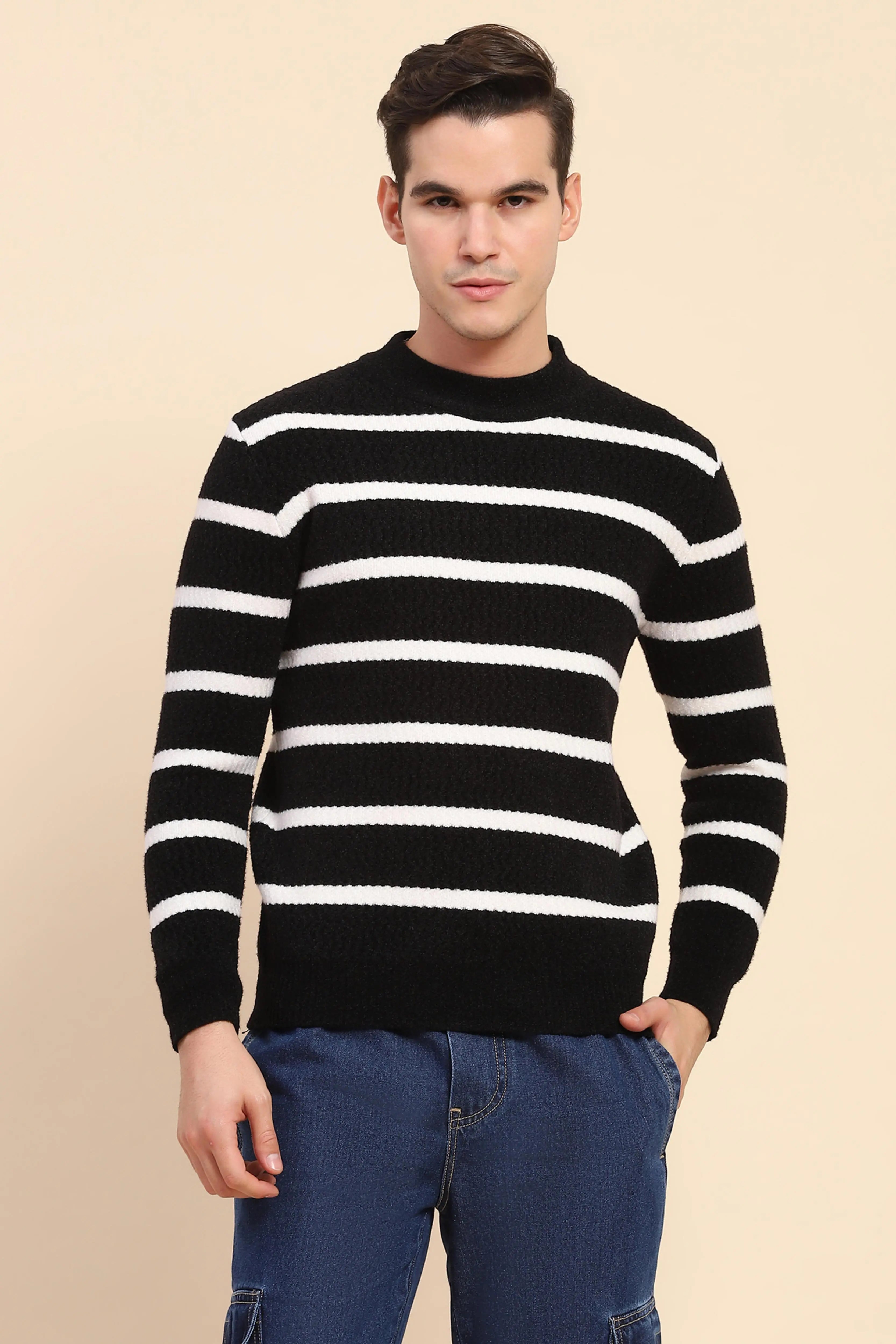 Black  Striped Pullover - Global Republic
