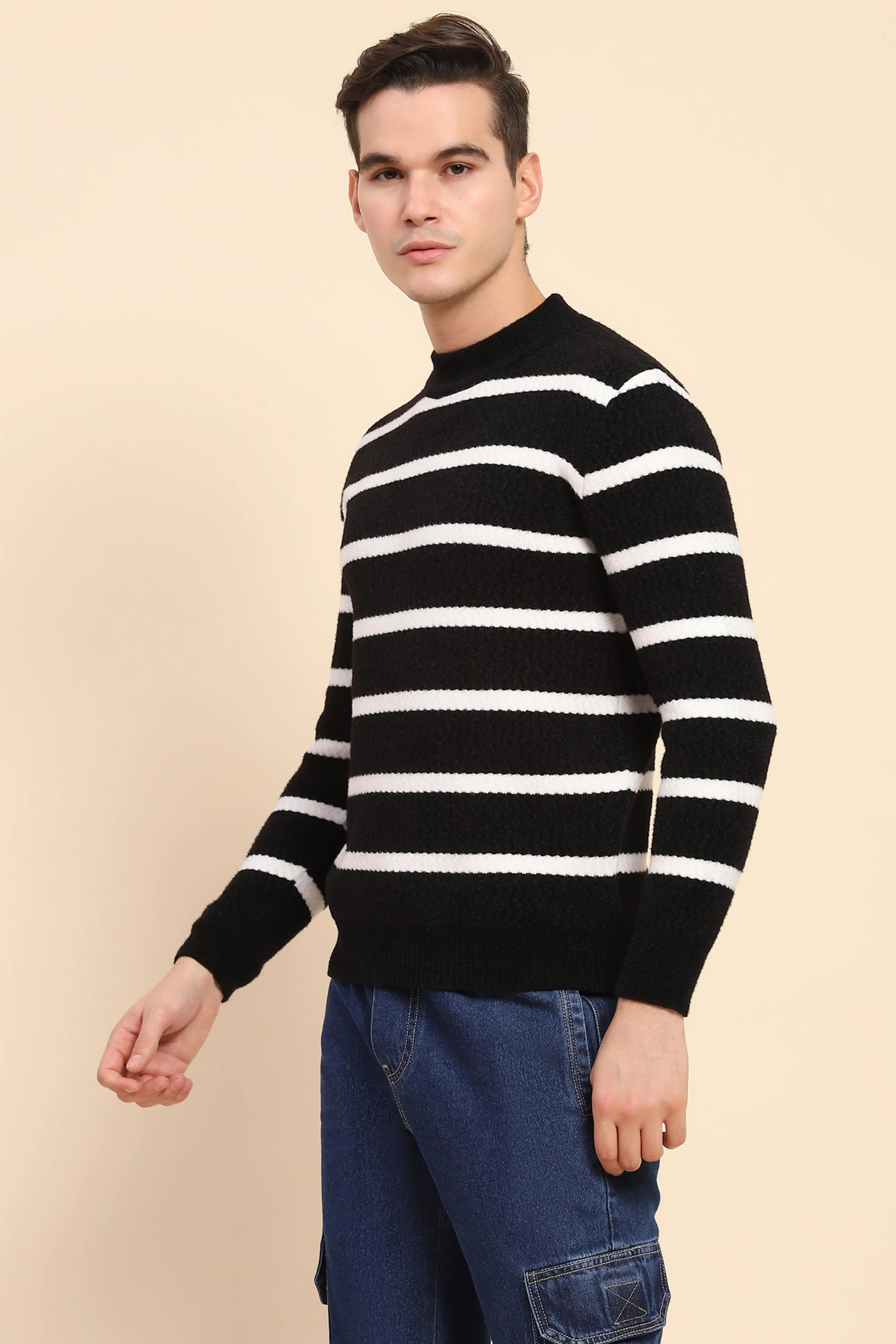 Black  Striped Pullover - Global Republic