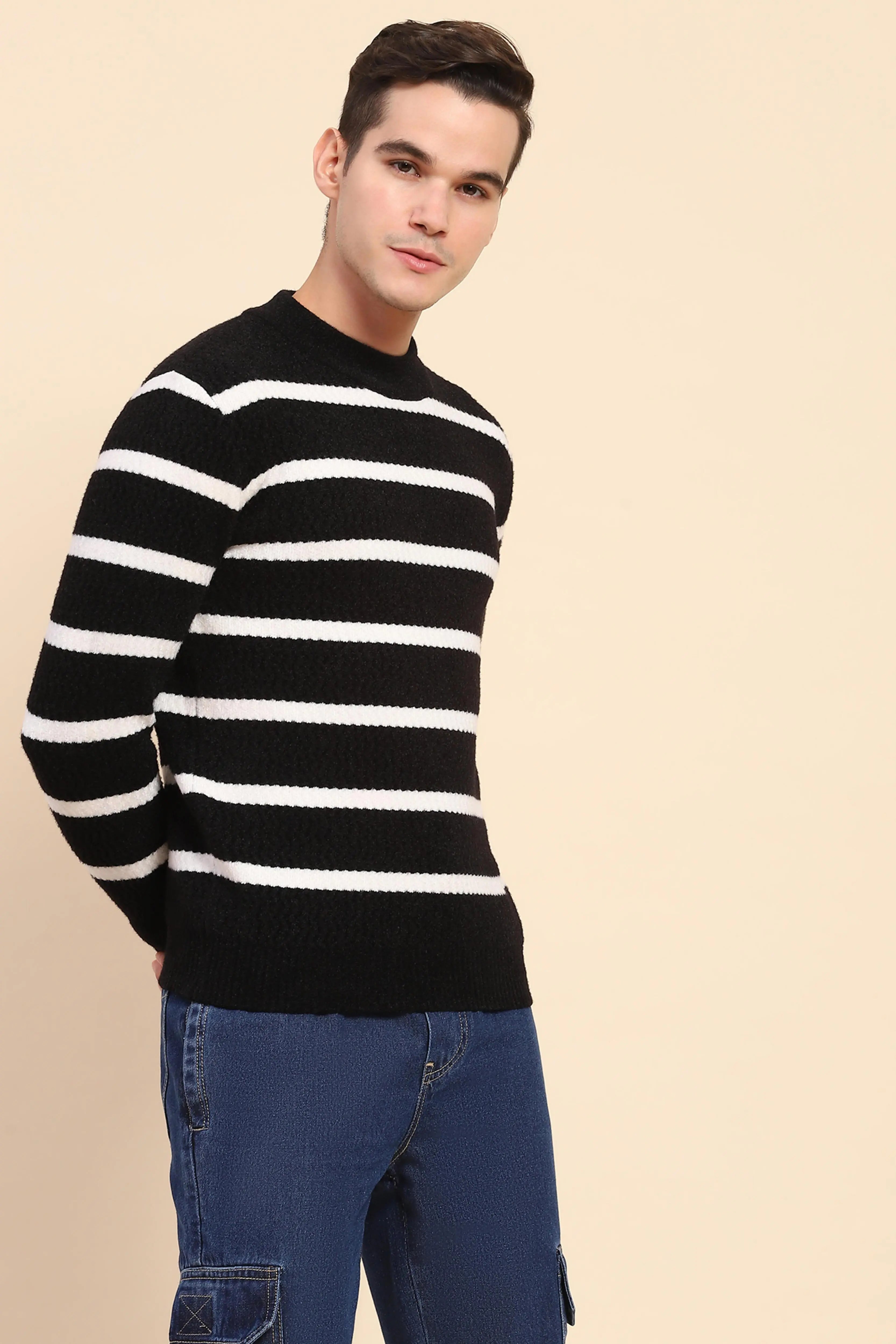 Black Striped Pullover - Global Republic