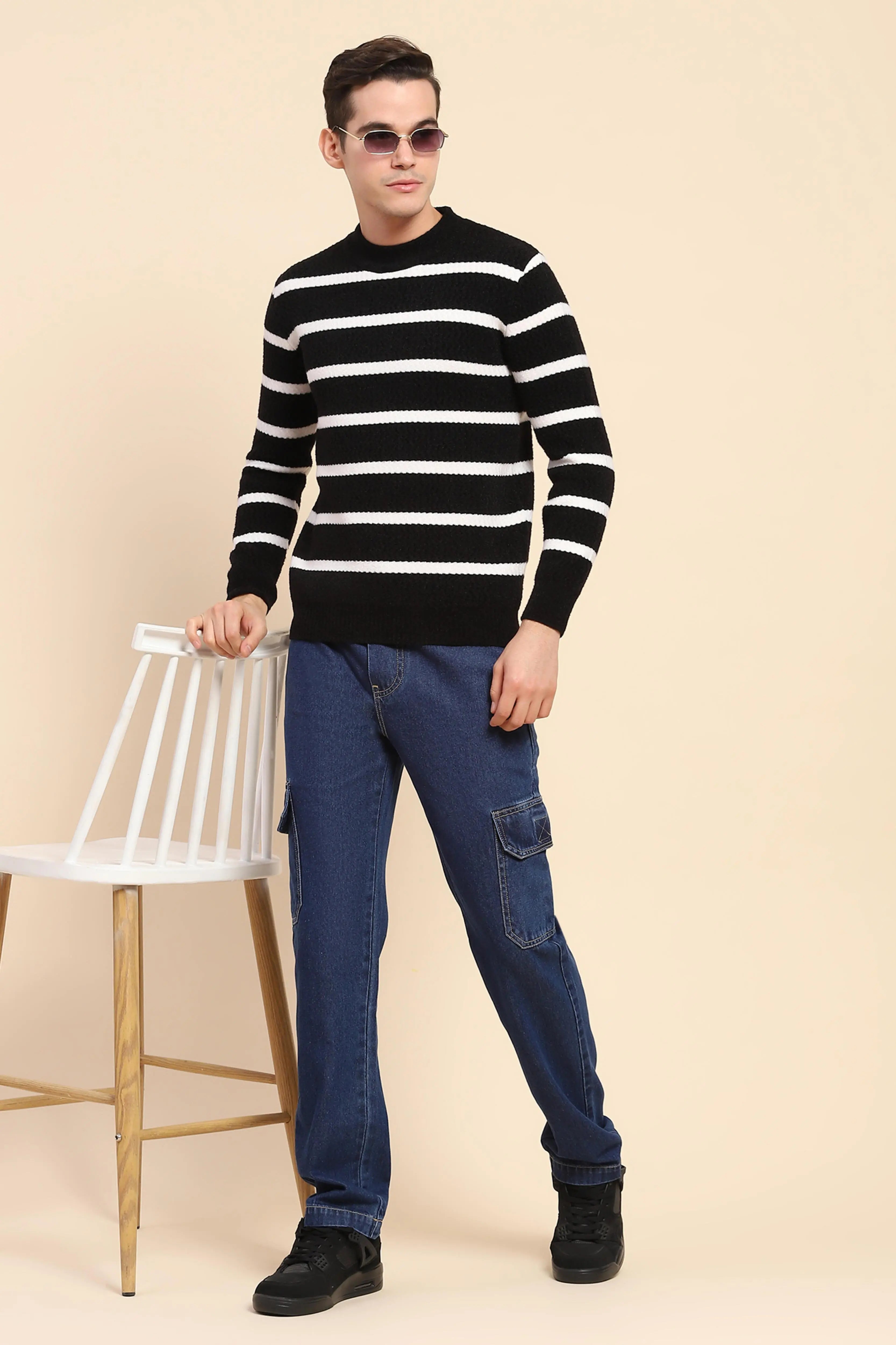 Black Striped Pullover - Global Republic