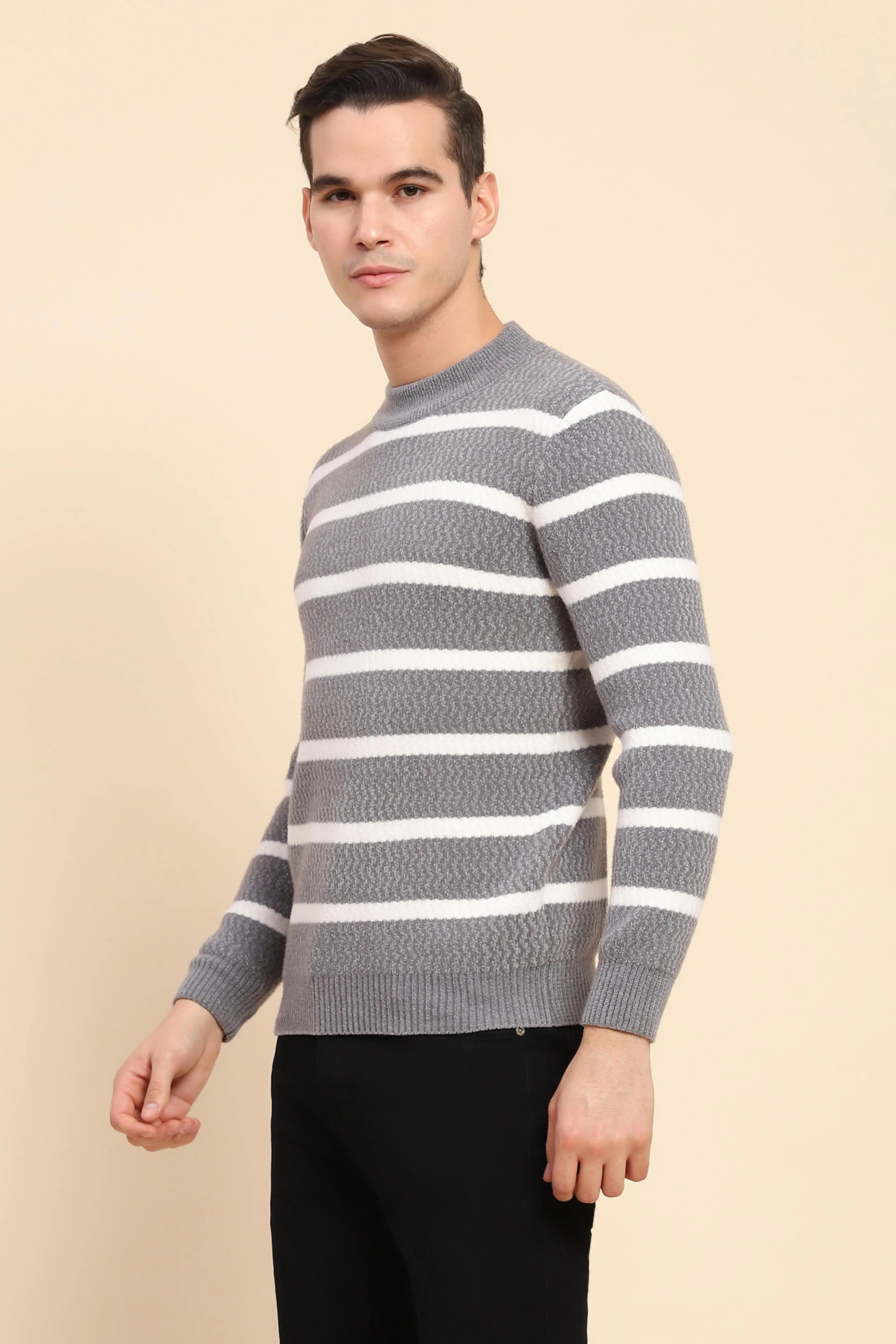 Grey  Striped Pullover - Global Republic