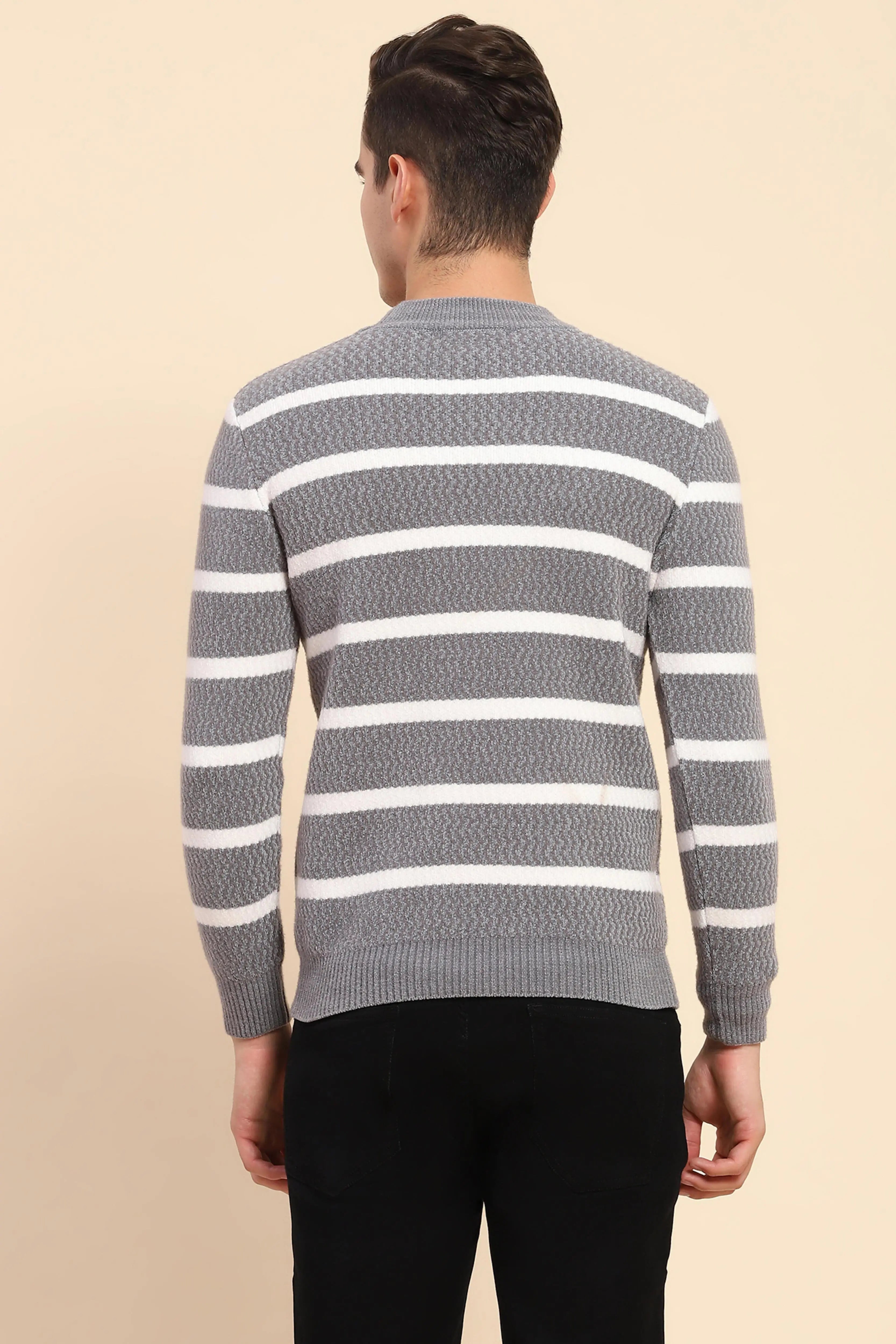 Grey Striped Pullover - Global Republic