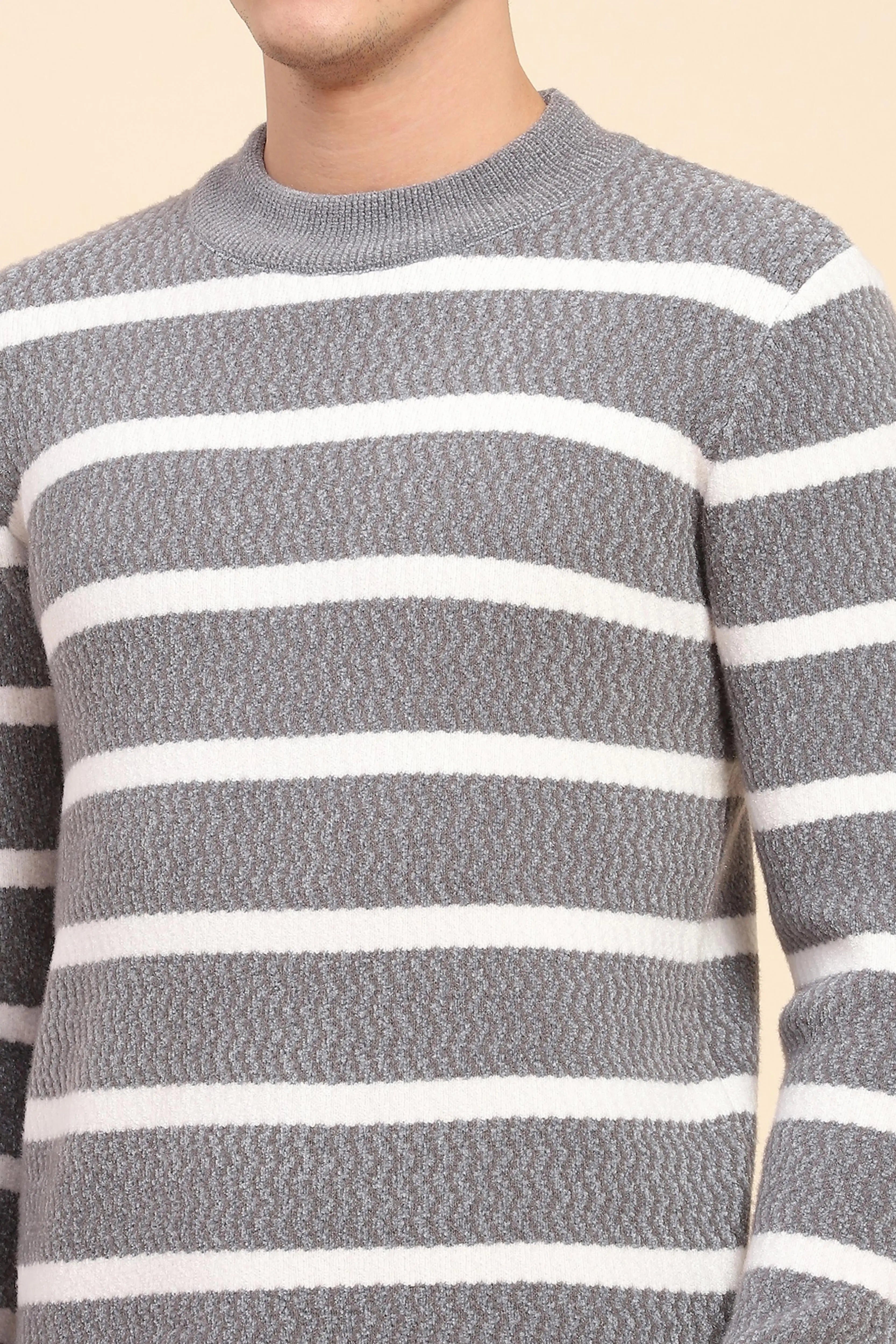 Grey Striped Pullover - Global Republic