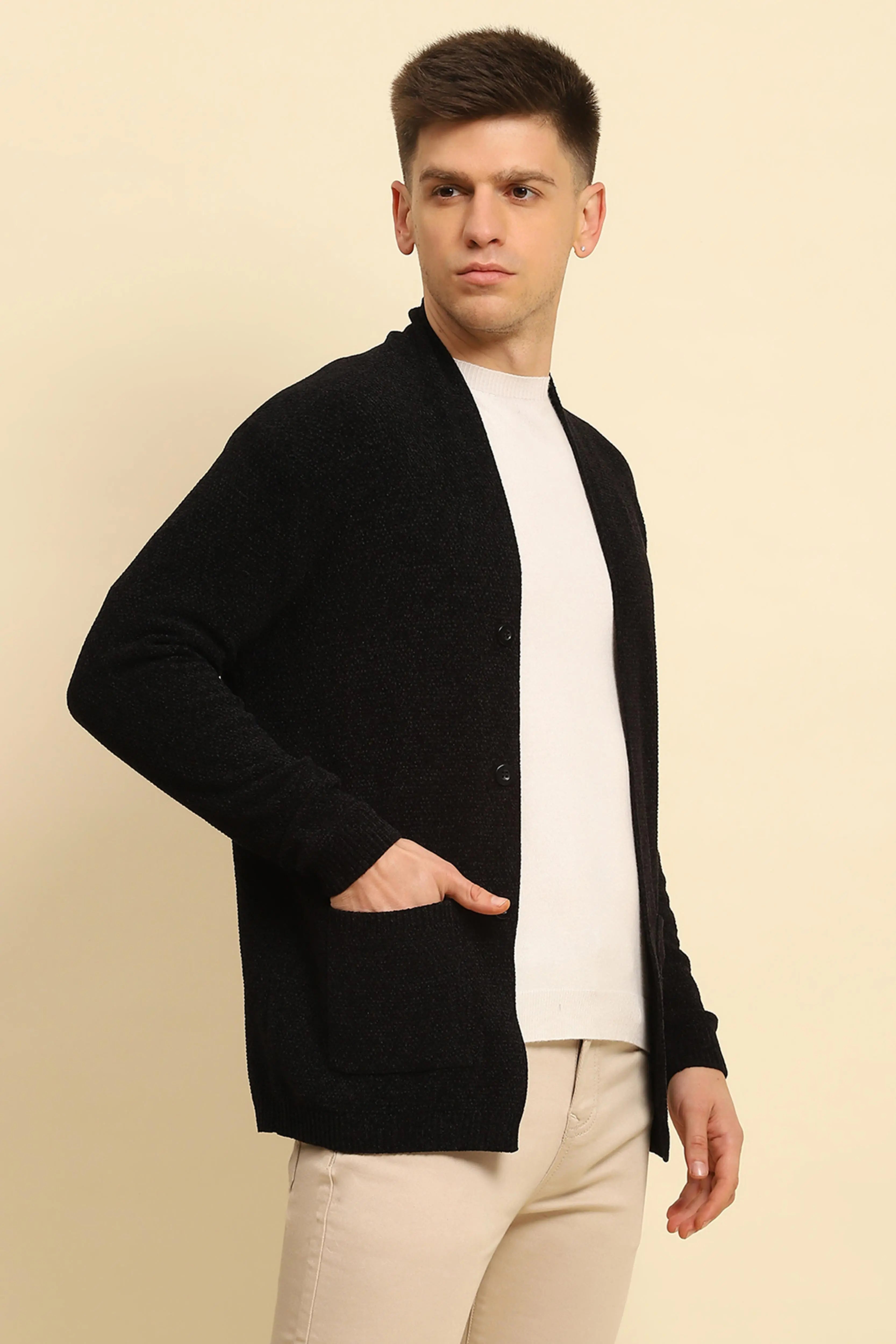Black Solid Winter Shrug - Global Republic