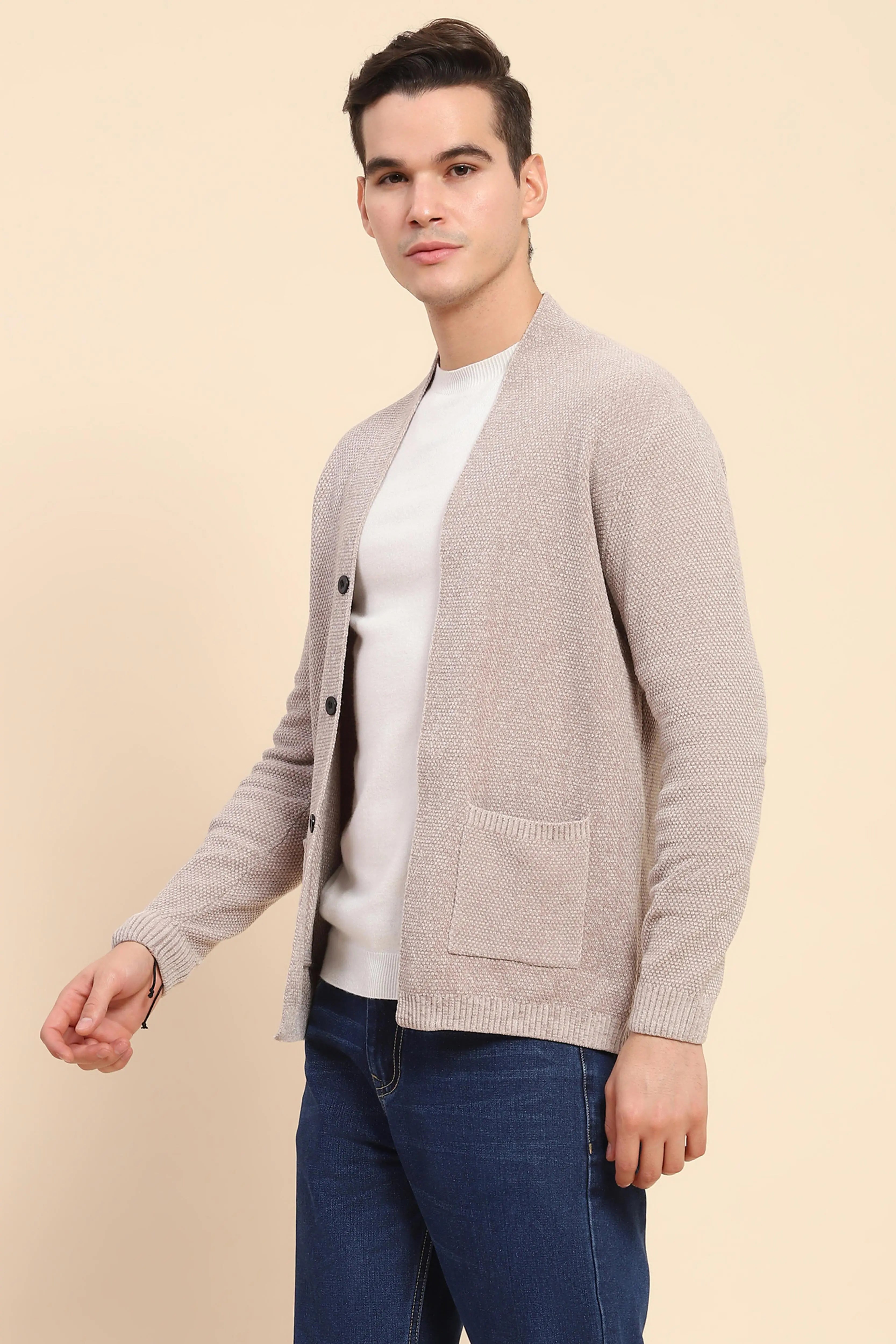 Beige  Knitted Winter Shrug - Global Republic