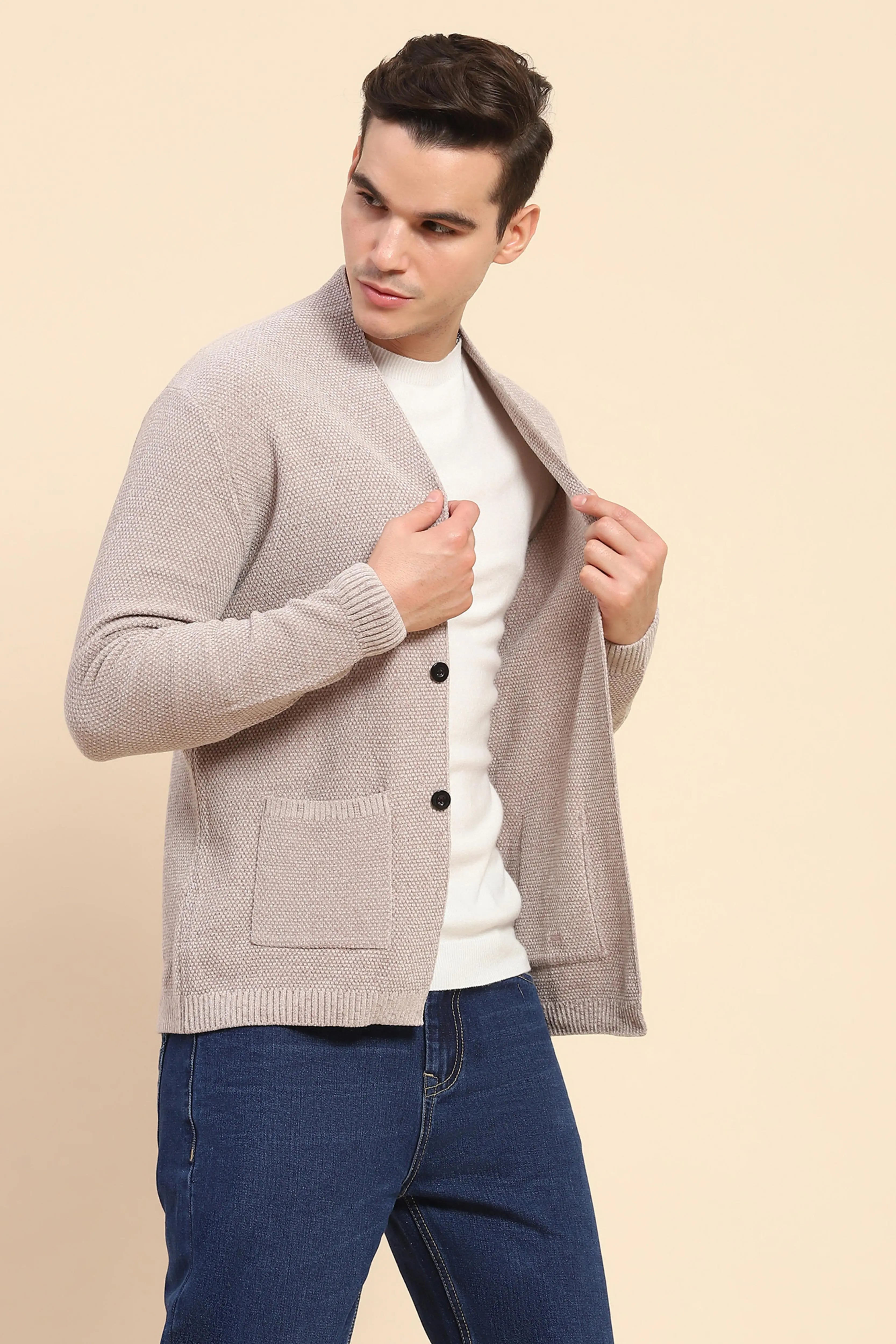 Beige Knitted Winter Shrug - Global Republic