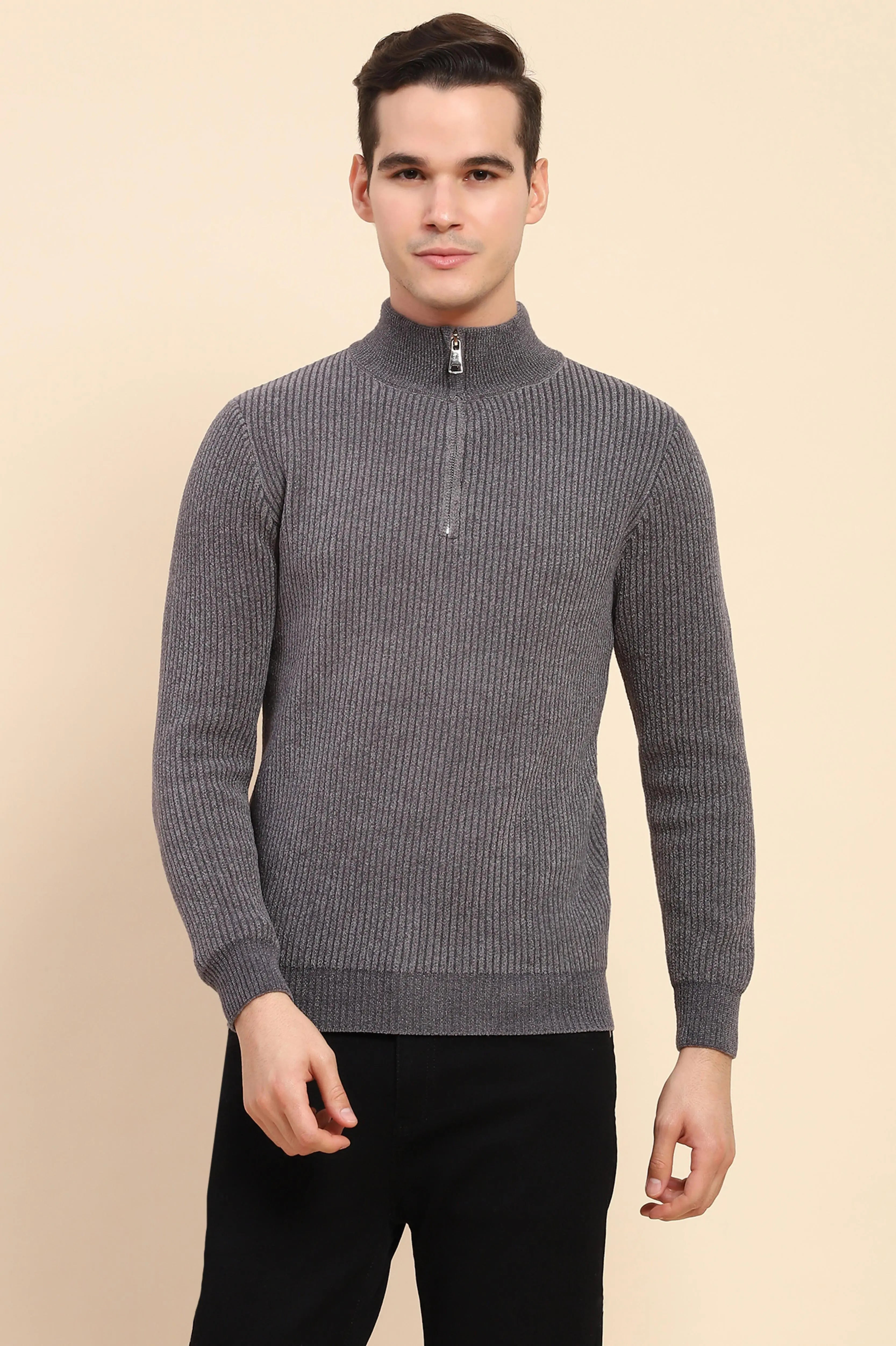 Grey  Knit Pullover - Global Republic
