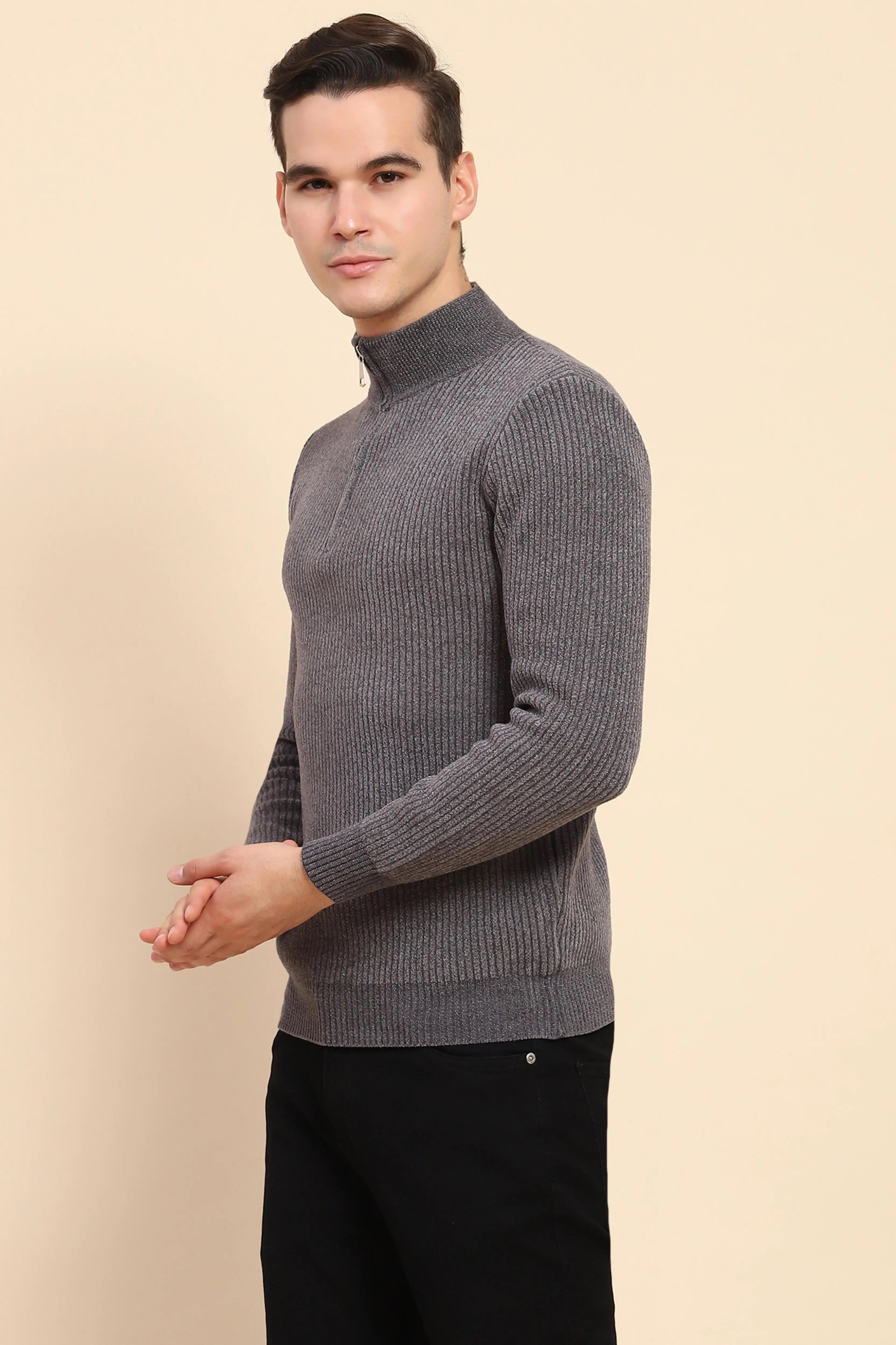 Grey  Knit Pullover - Global Republic