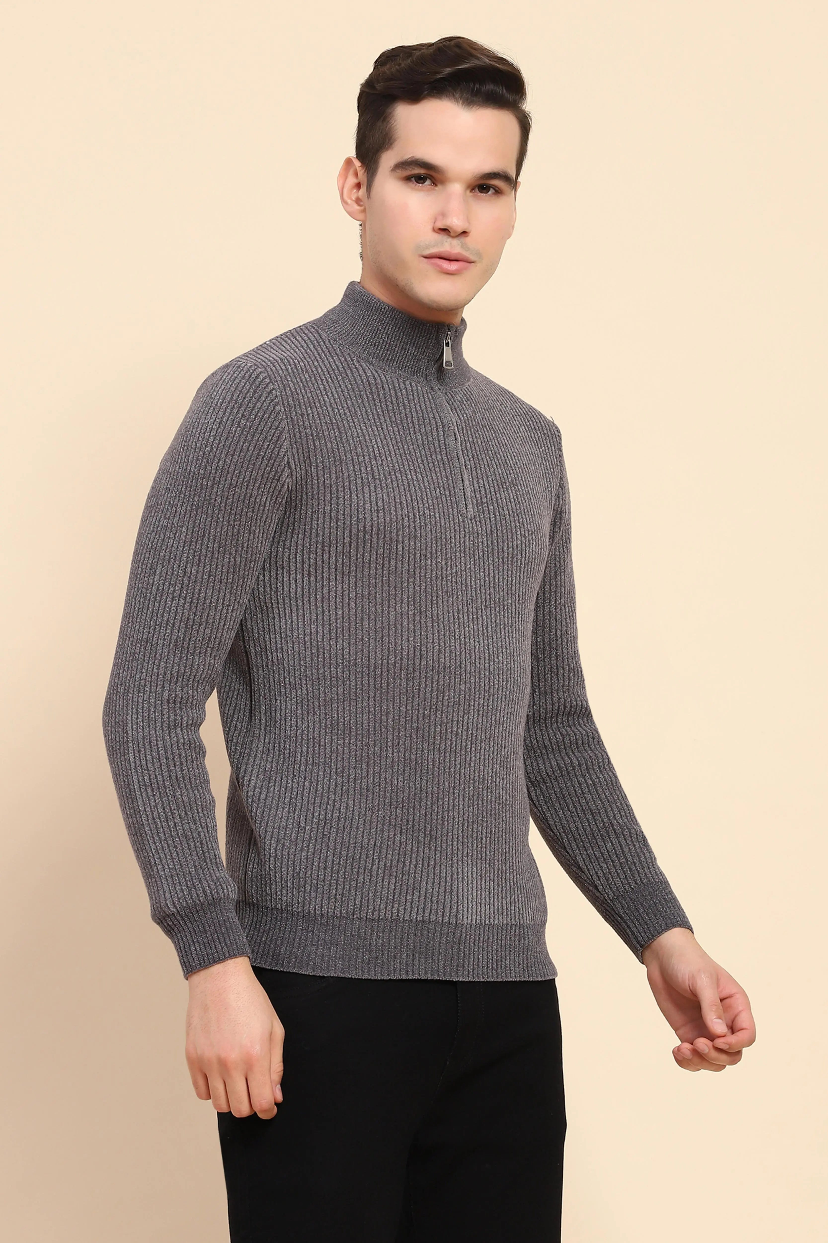 Grey Knit Pullover - Global Republic