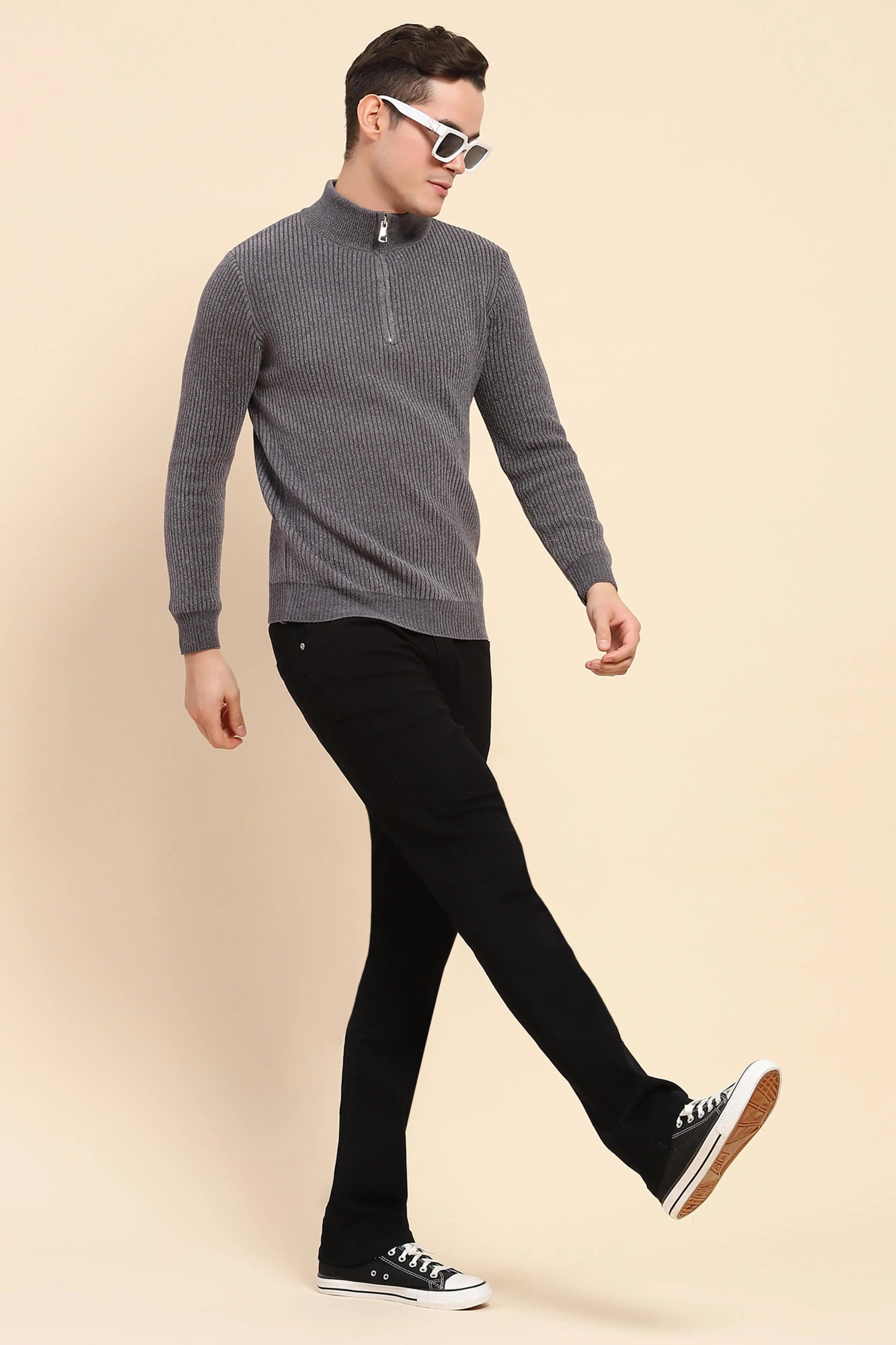 Grey Knit Pullover - Global Republic