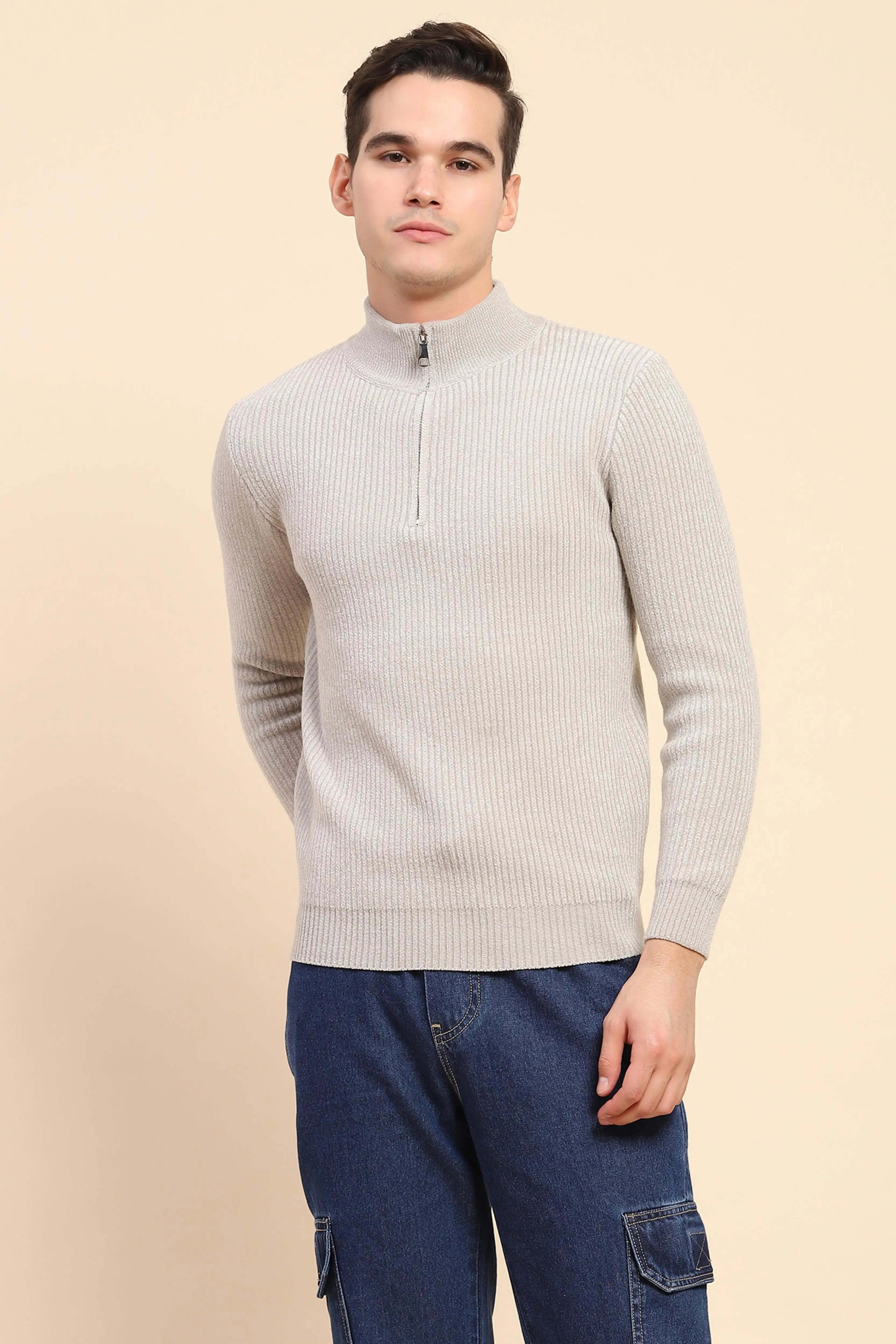 Ecru  Knit Winter Wear Pullover - Global Republic