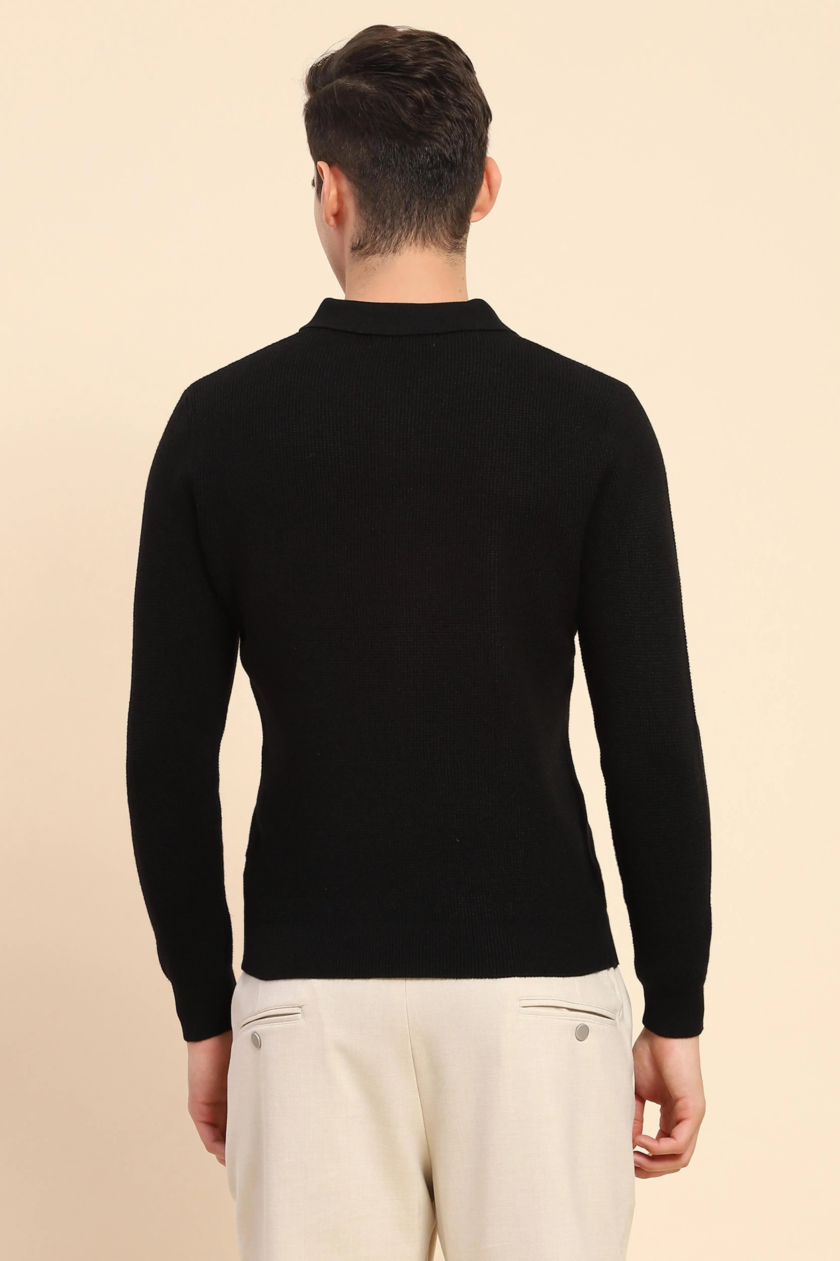 Black Knit Winter Wear Pullover - Global Republic