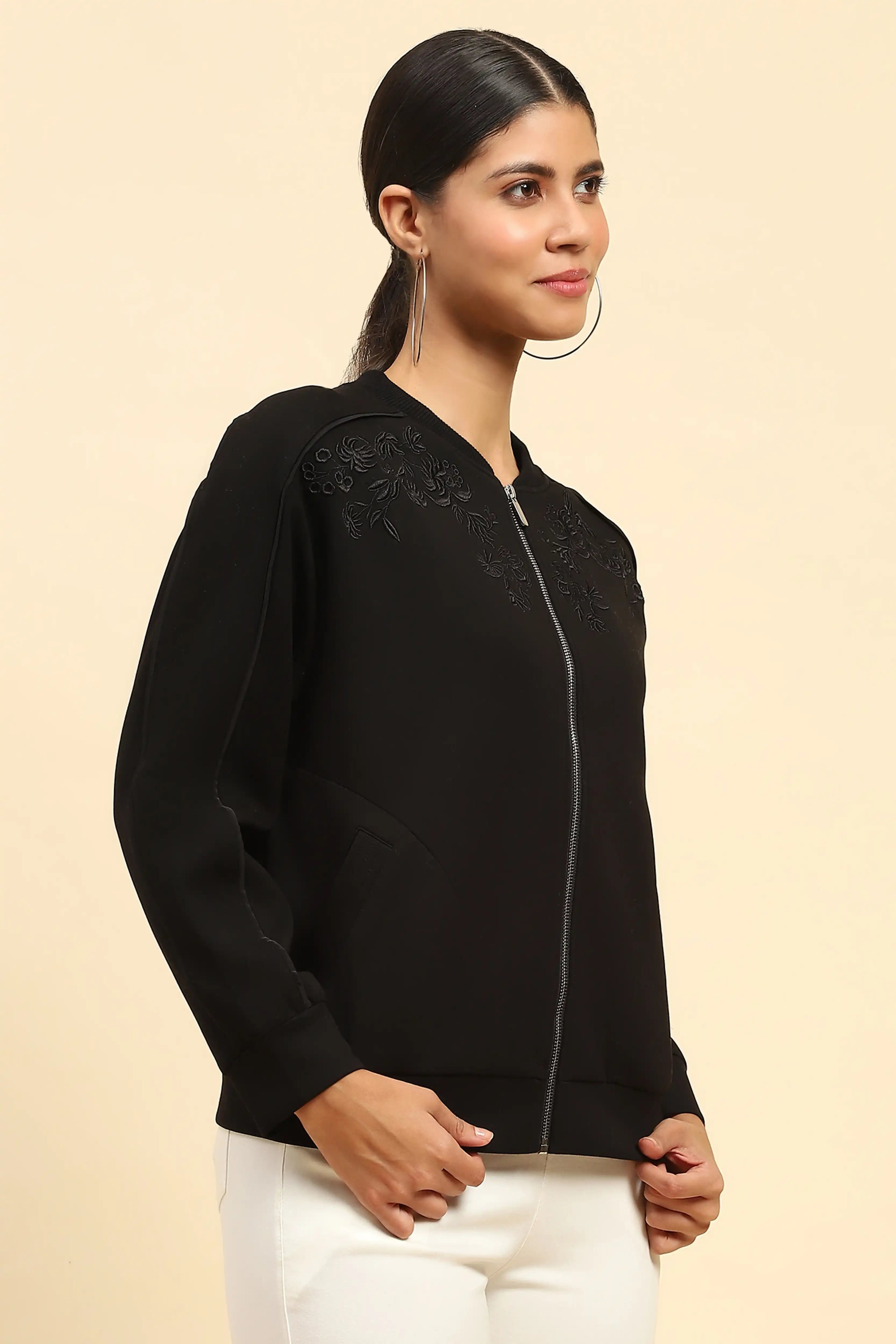Black Embroidered Sweatshirt