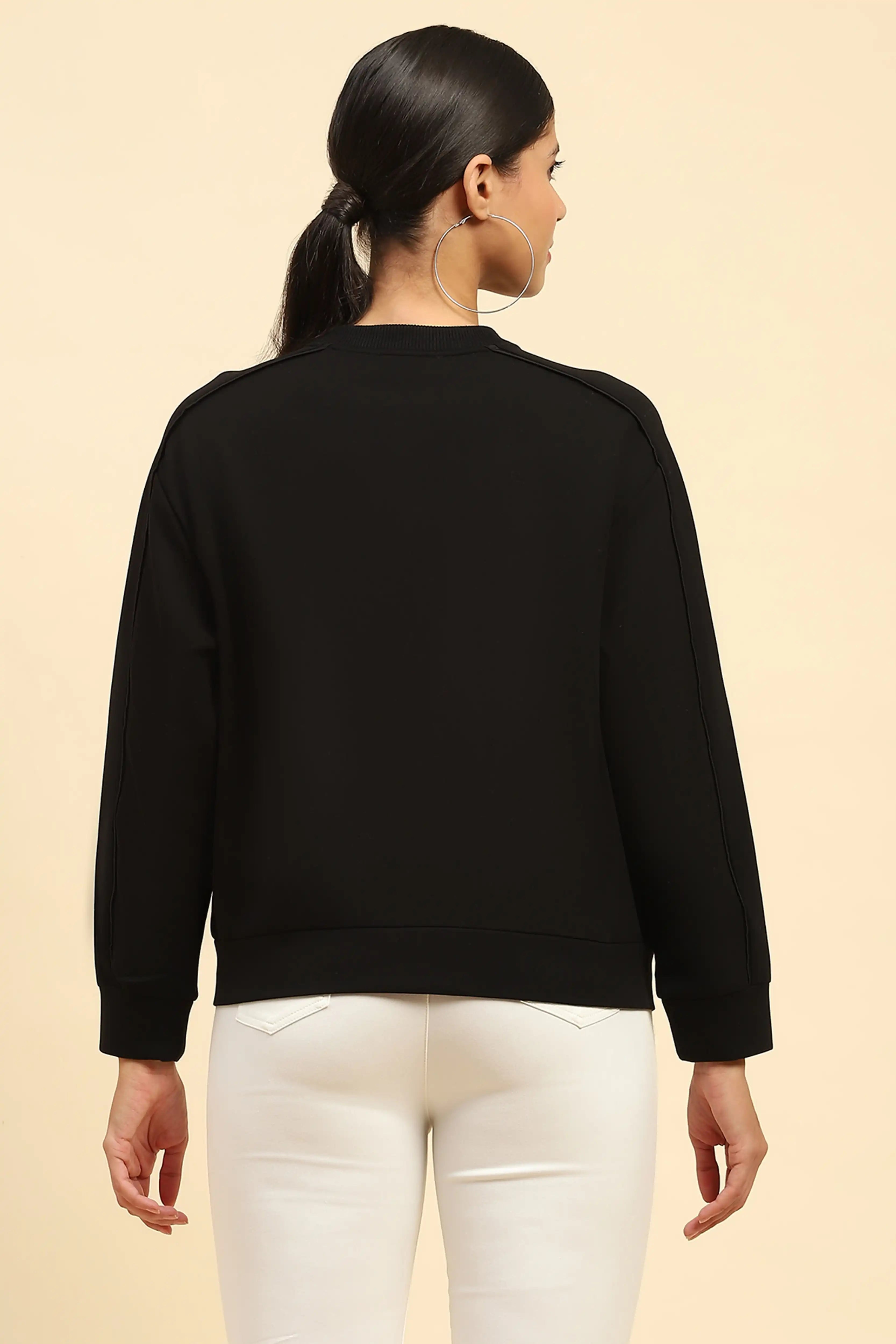 Black Embroidered Sweatshirt