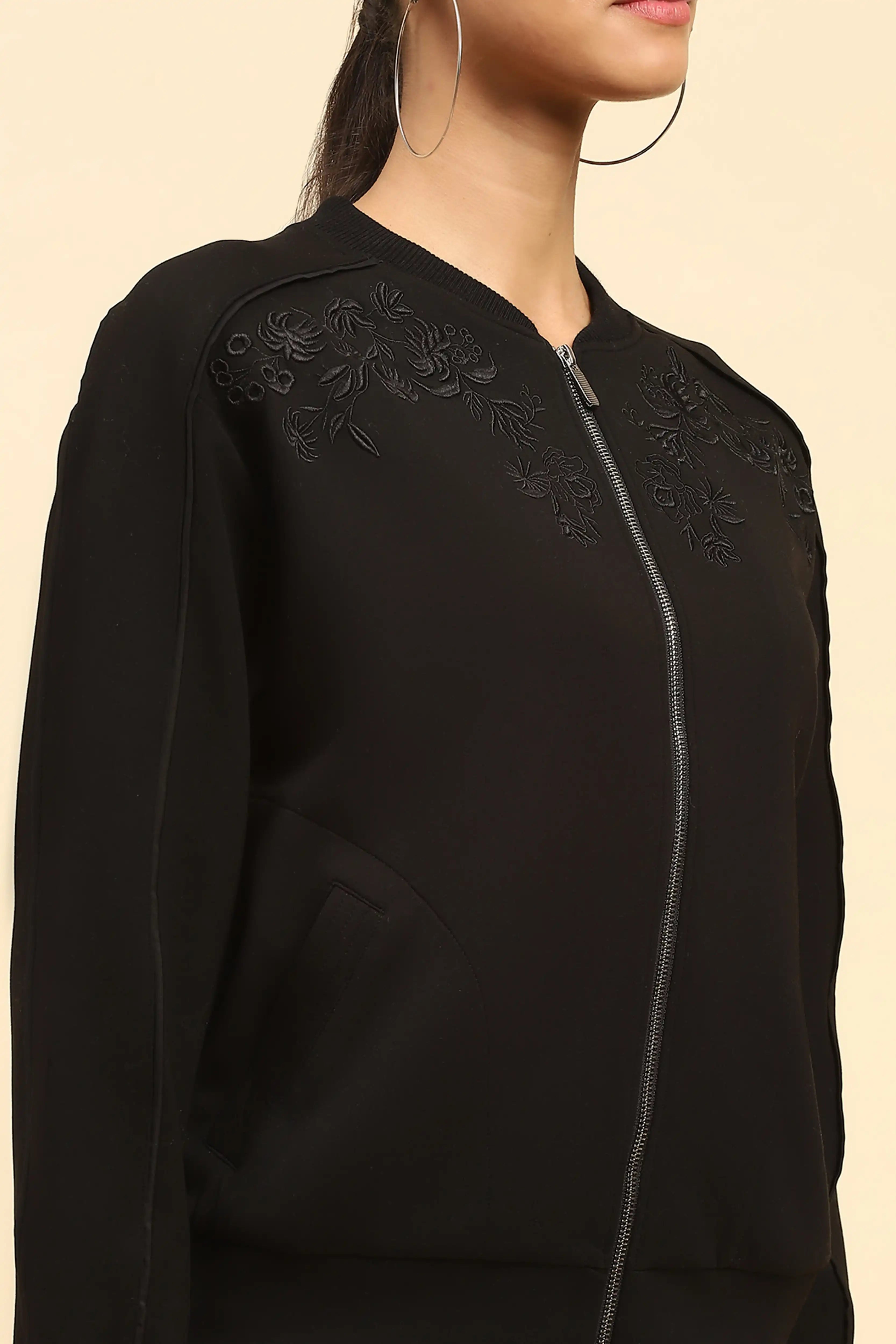 Black Embroidered Sweatshirt
