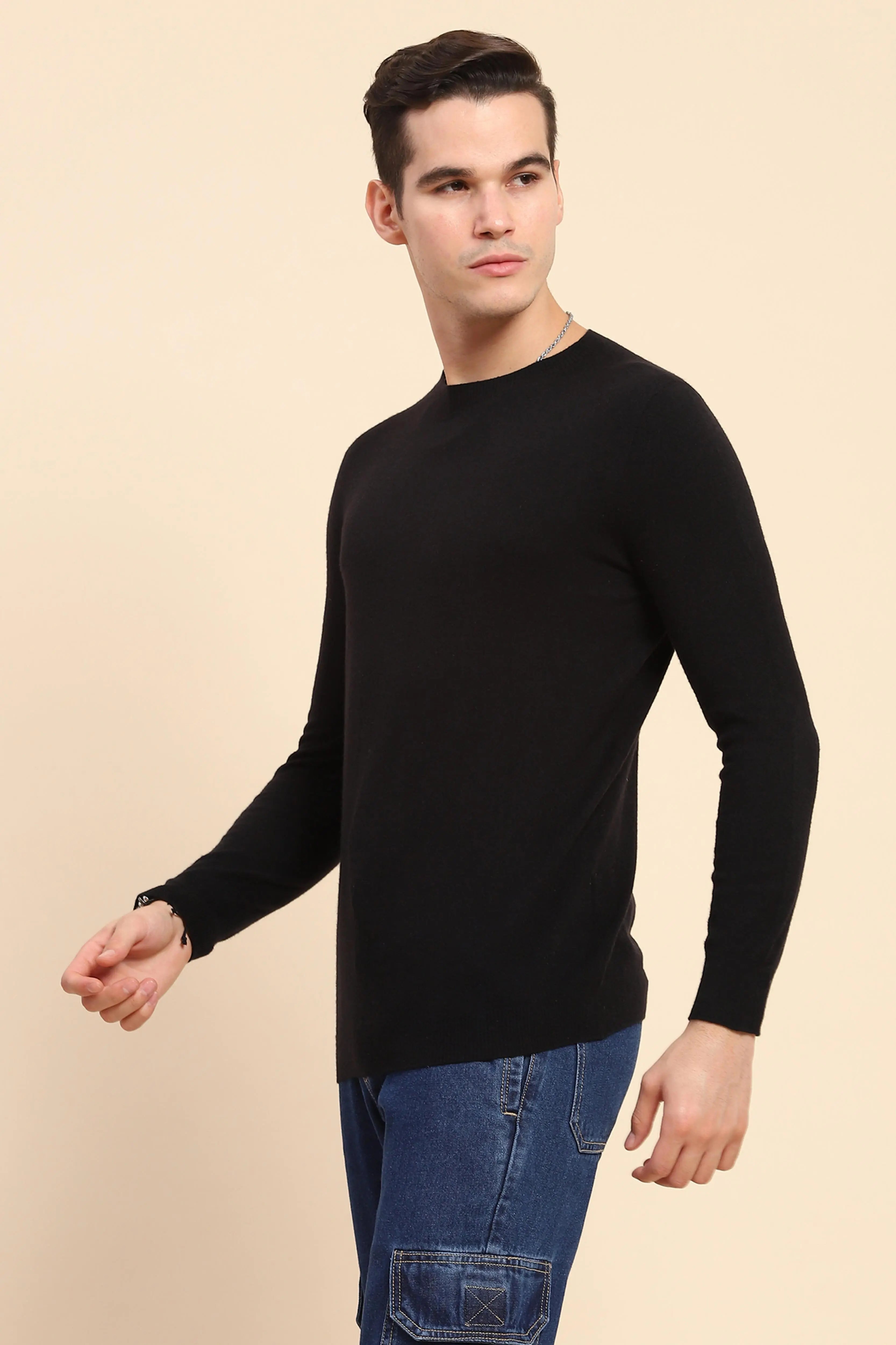 Black Wool Blend Pullover - Global Republic