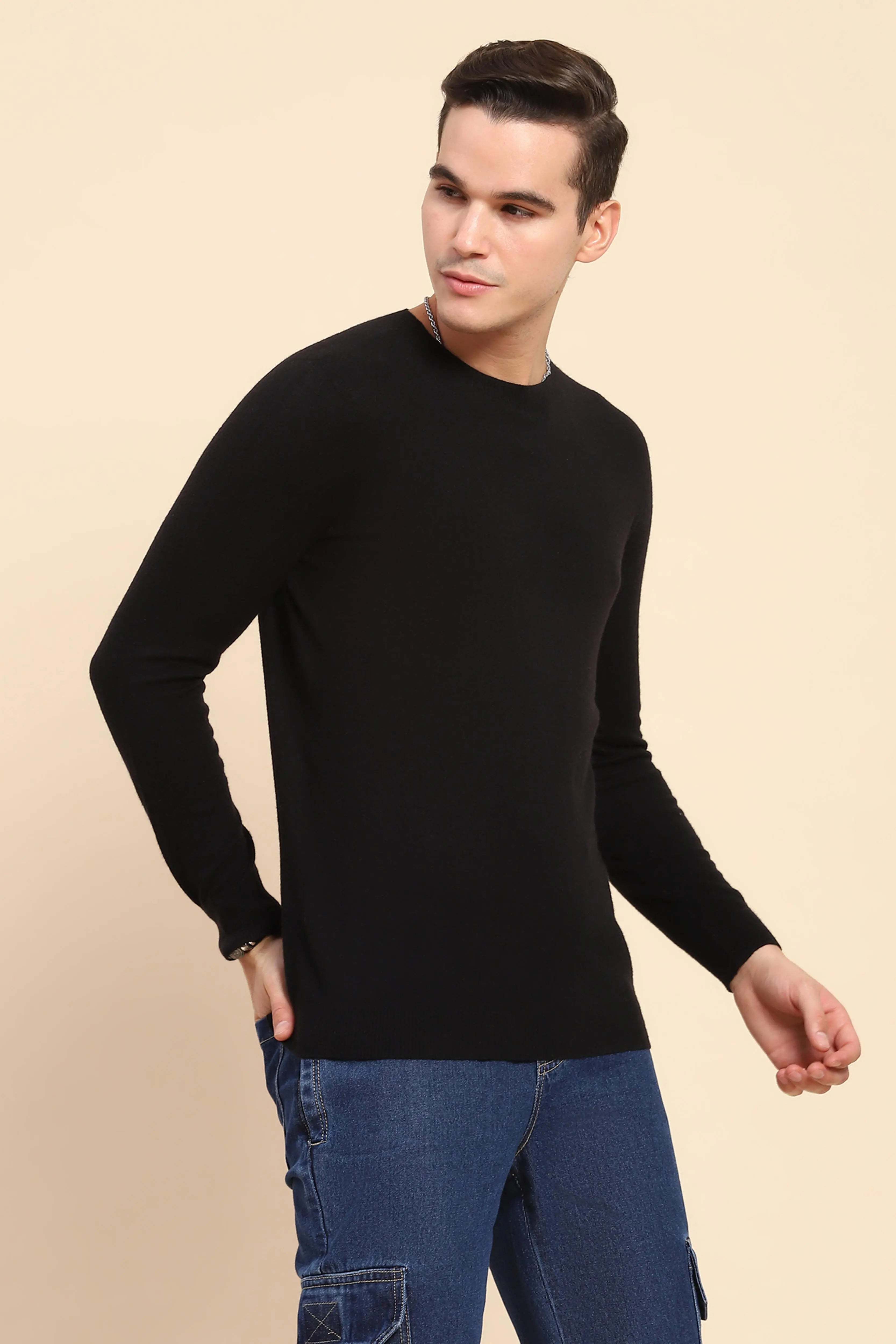 Black Wool Blend Pullover - Global Republic