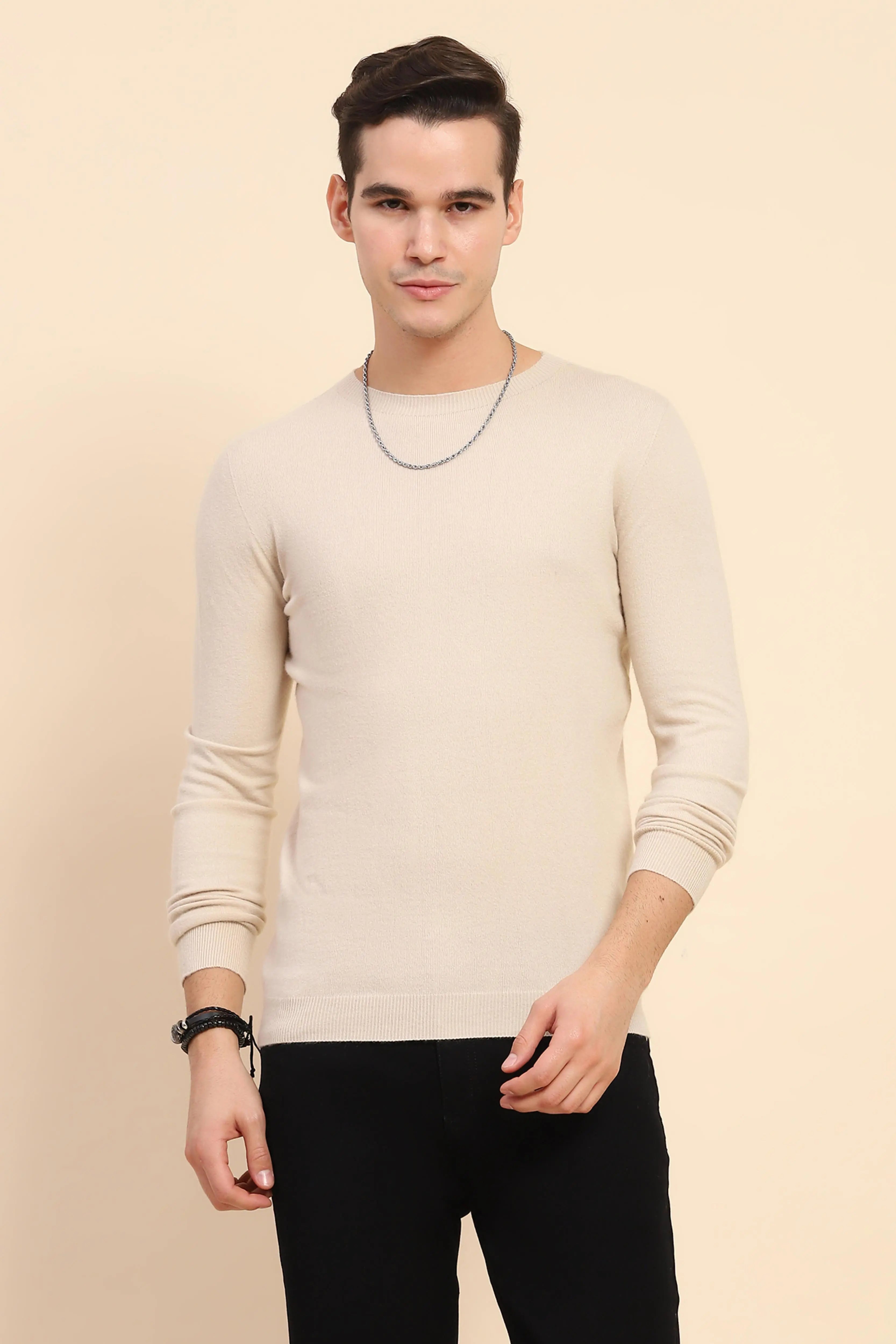 Beige Wool Blend Pullover - Global Republic