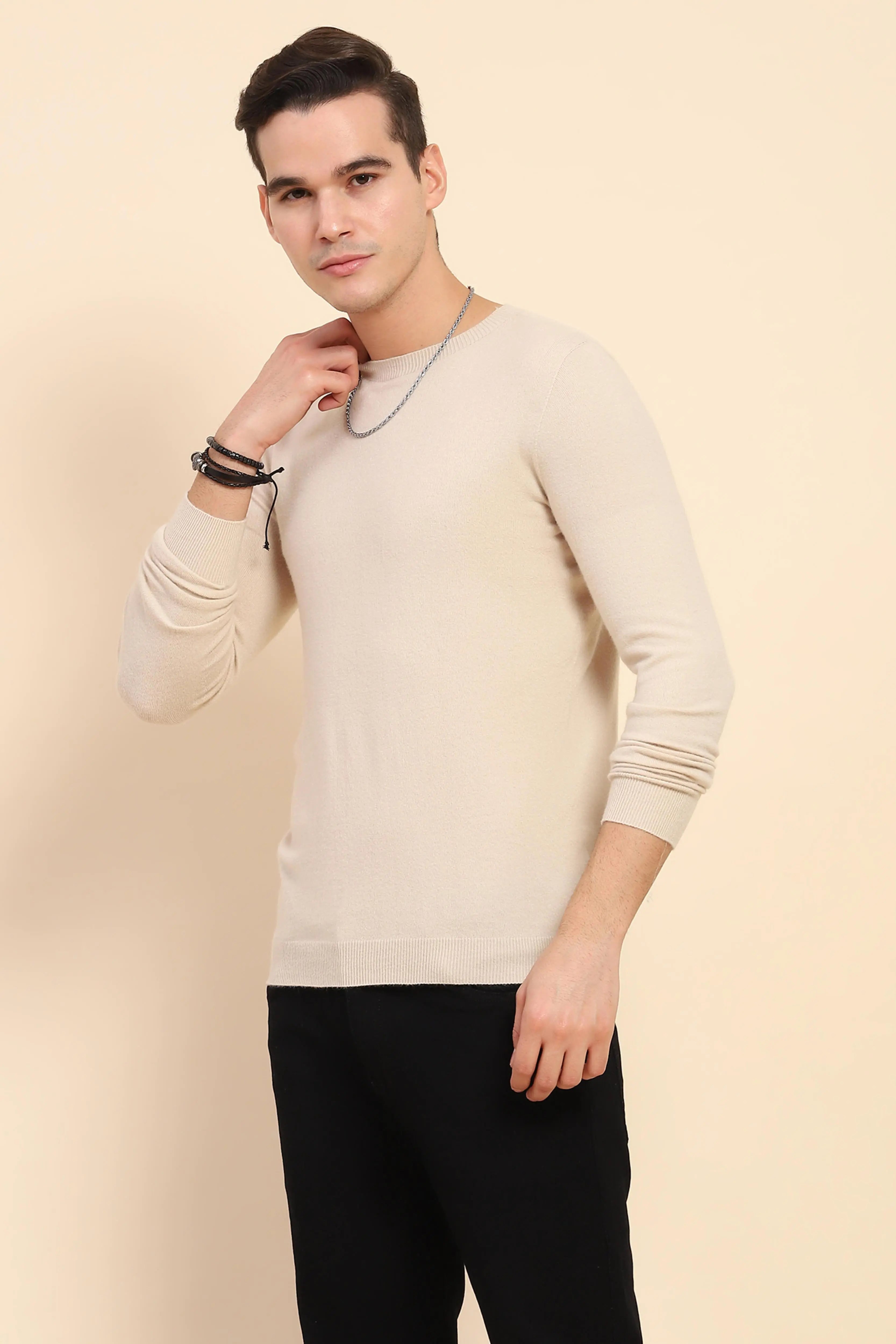 Beige Wool Blend Pullover - Global Republic
