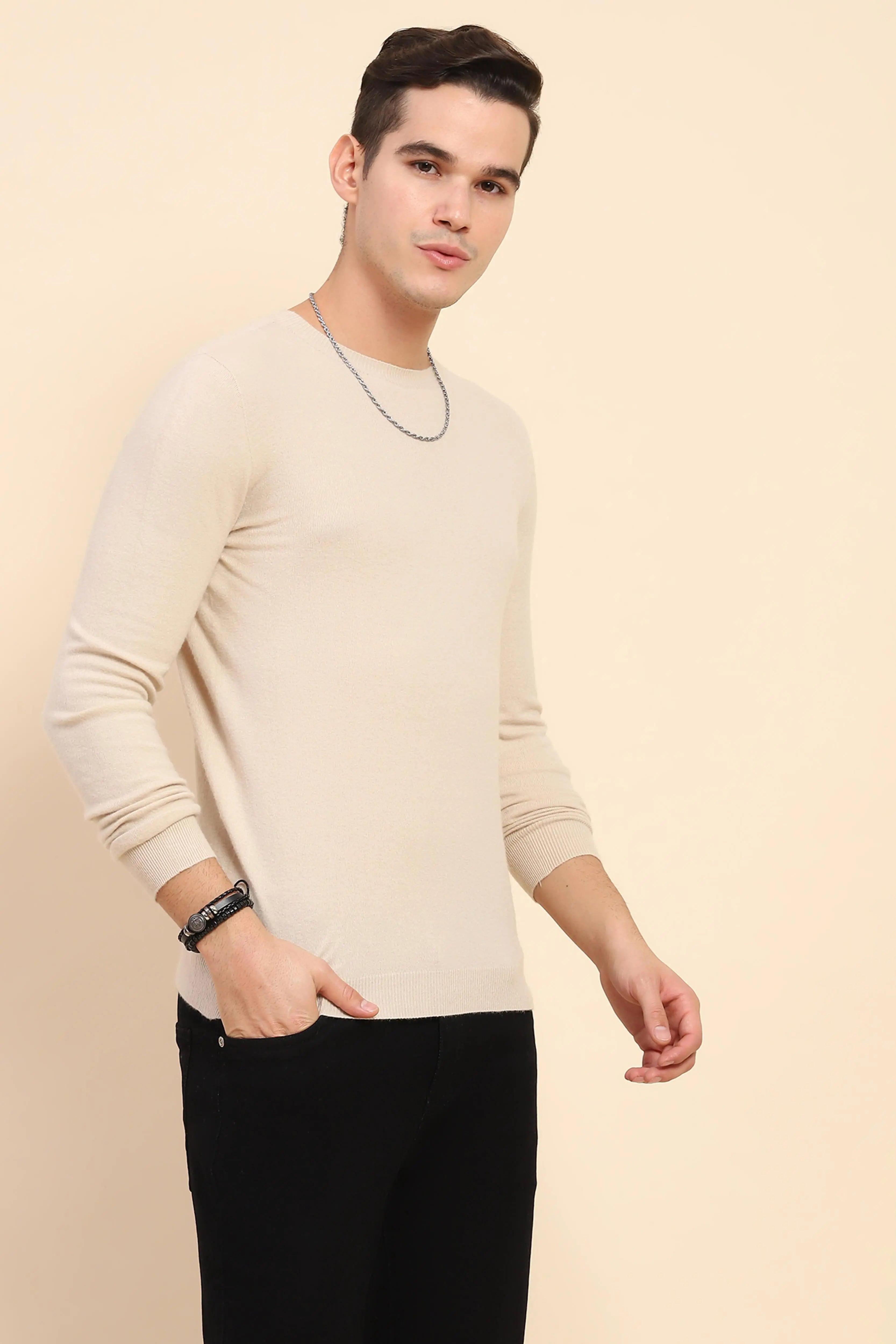 Beige Wool Blend Pullover - Global Republic