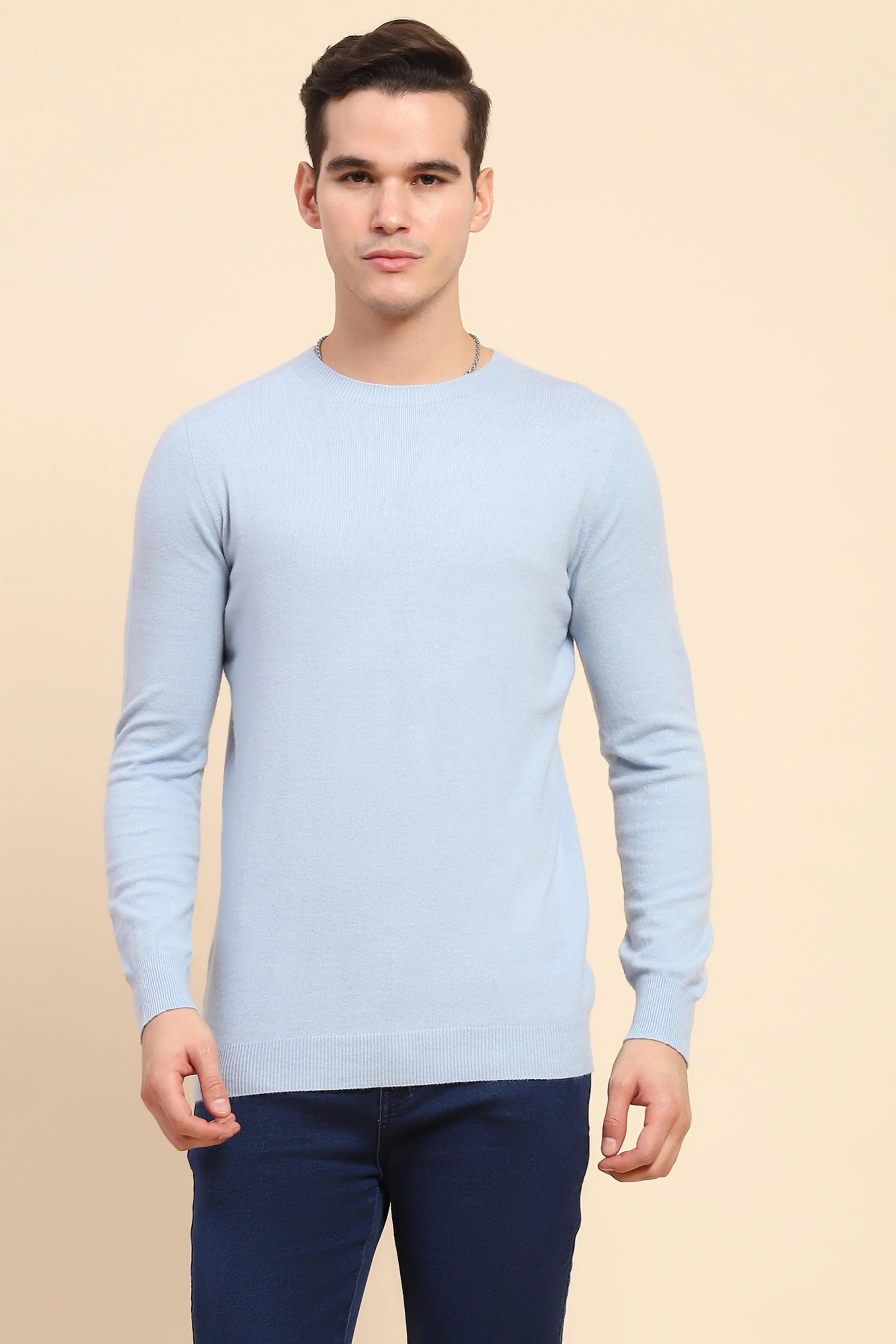 Sky Blue Wool Blend Pullover - Global Republic