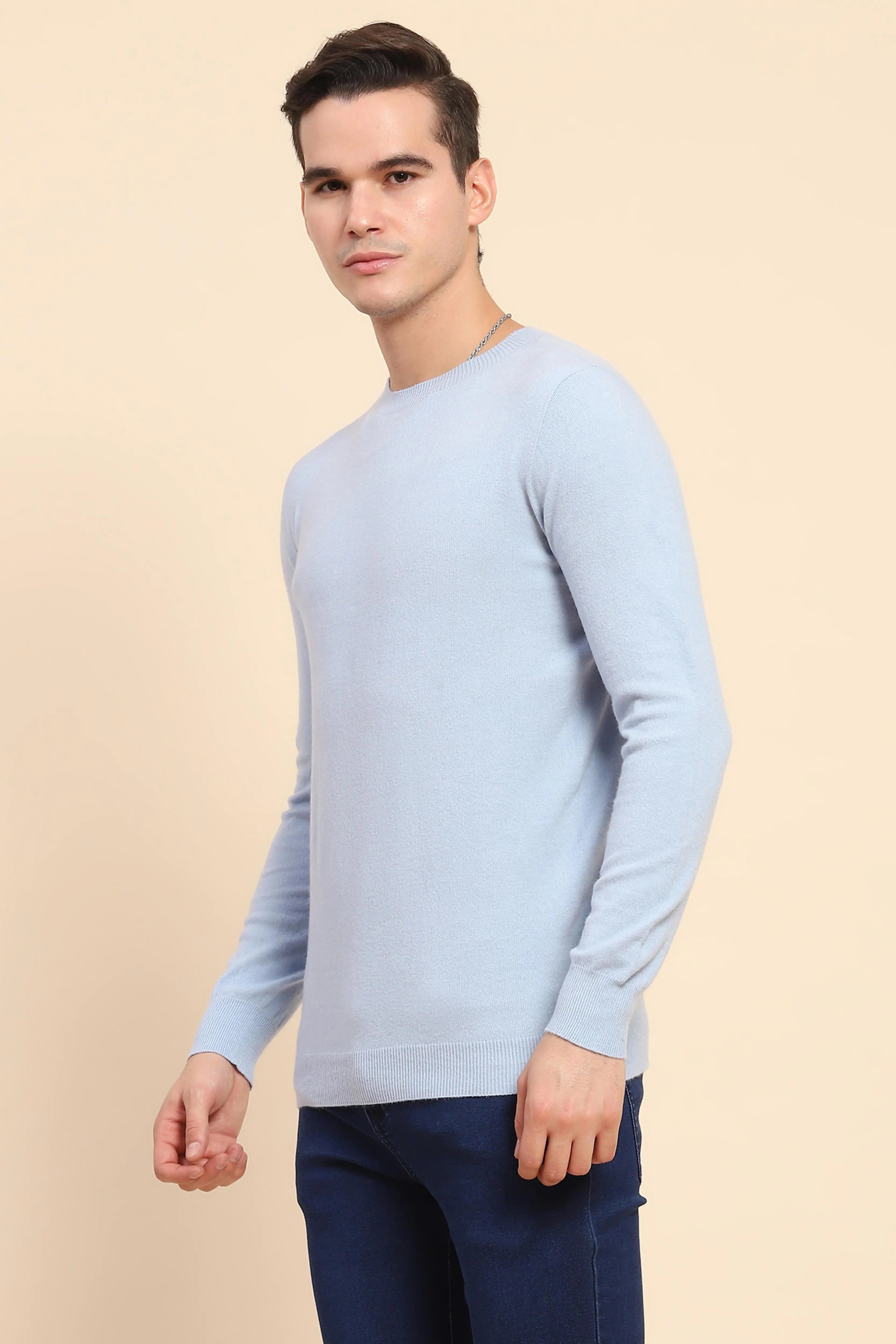 Sky Blue Wool Blend Pullover - Global Republic