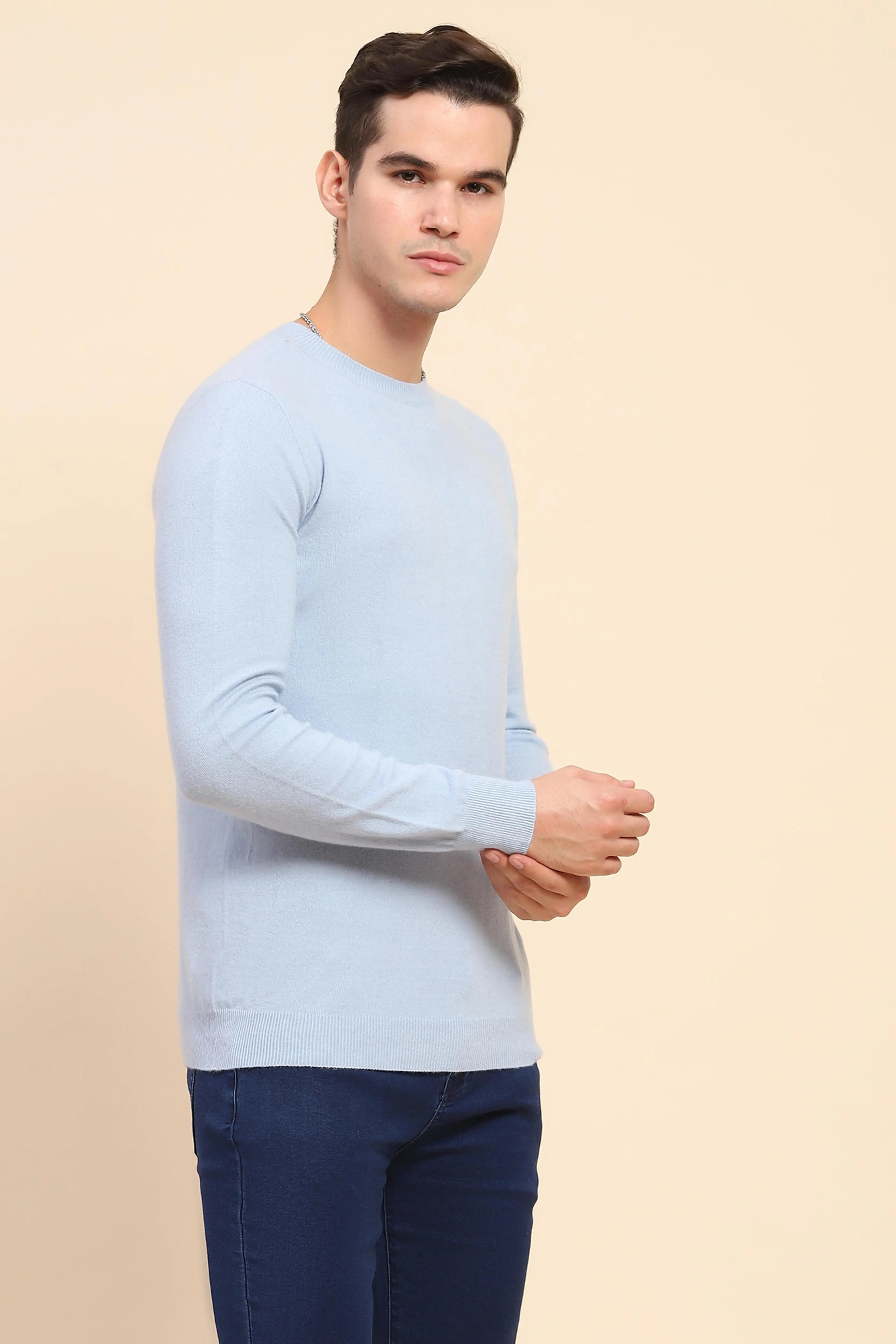 Sky Blue Wool Blend Pullover - Global Republic