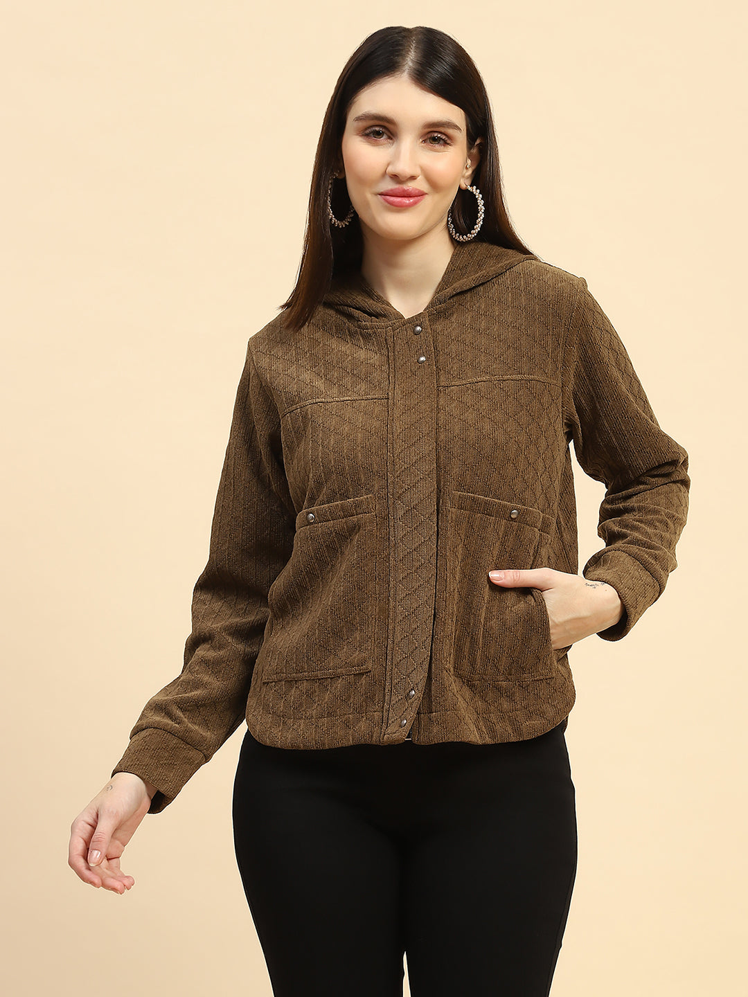 Brown Textured Sweatshirt - Global Republic