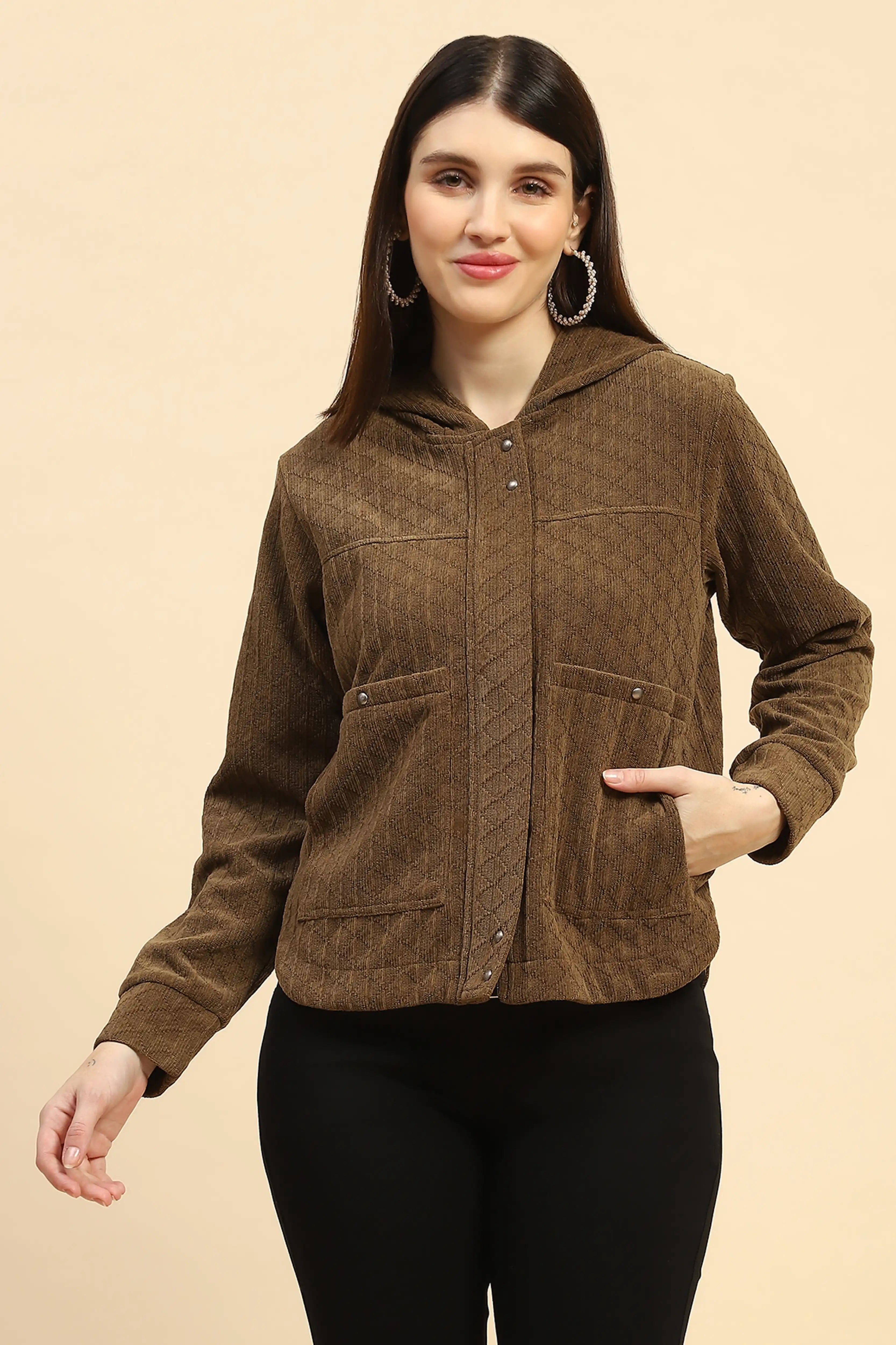 Brown Textured Sweatshirt