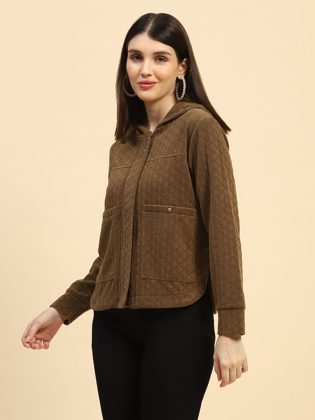 Brown Textured  Sweatshirt - Global Republic