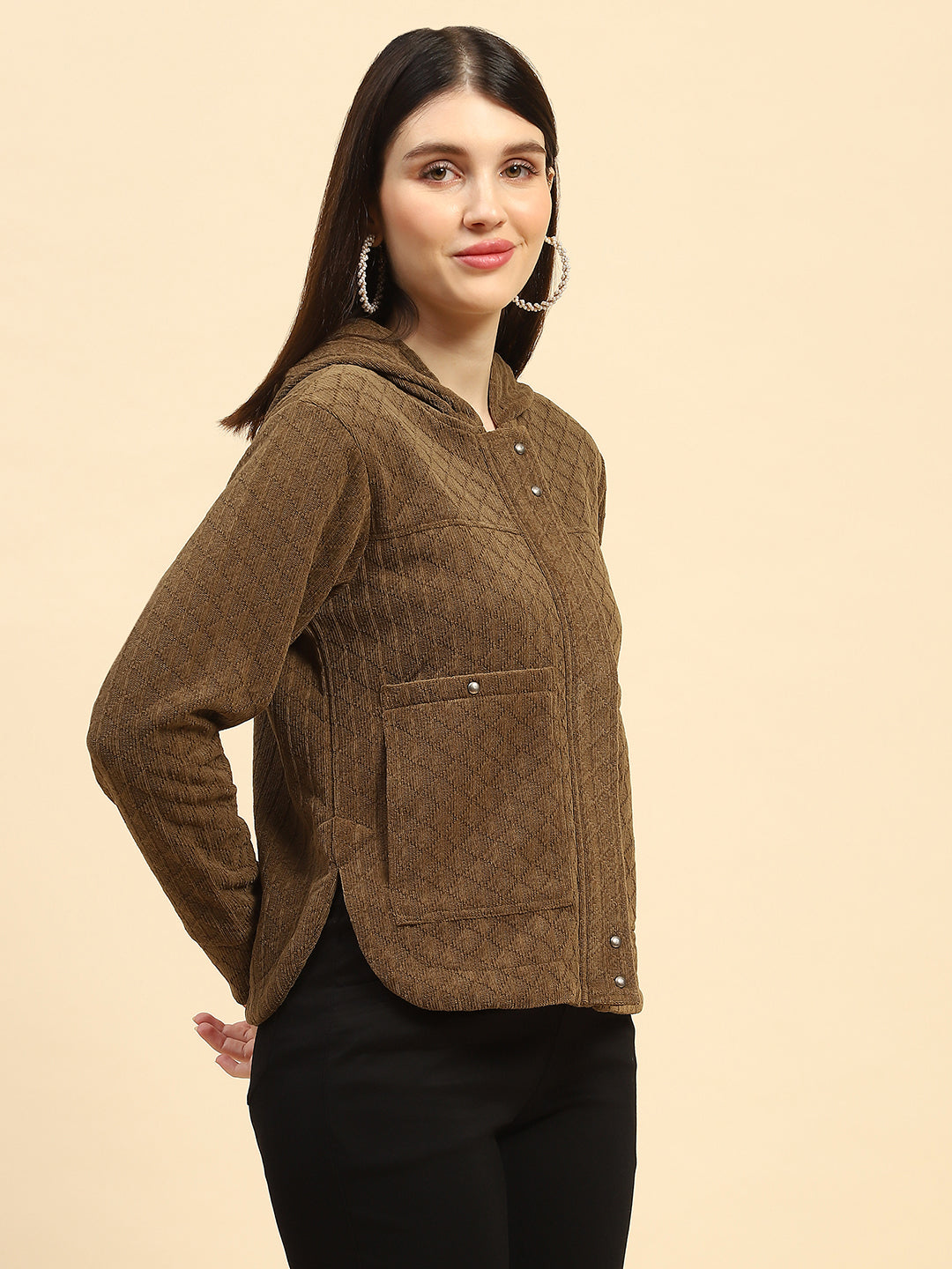 Brown Textured Sweatshirt - Global Republic