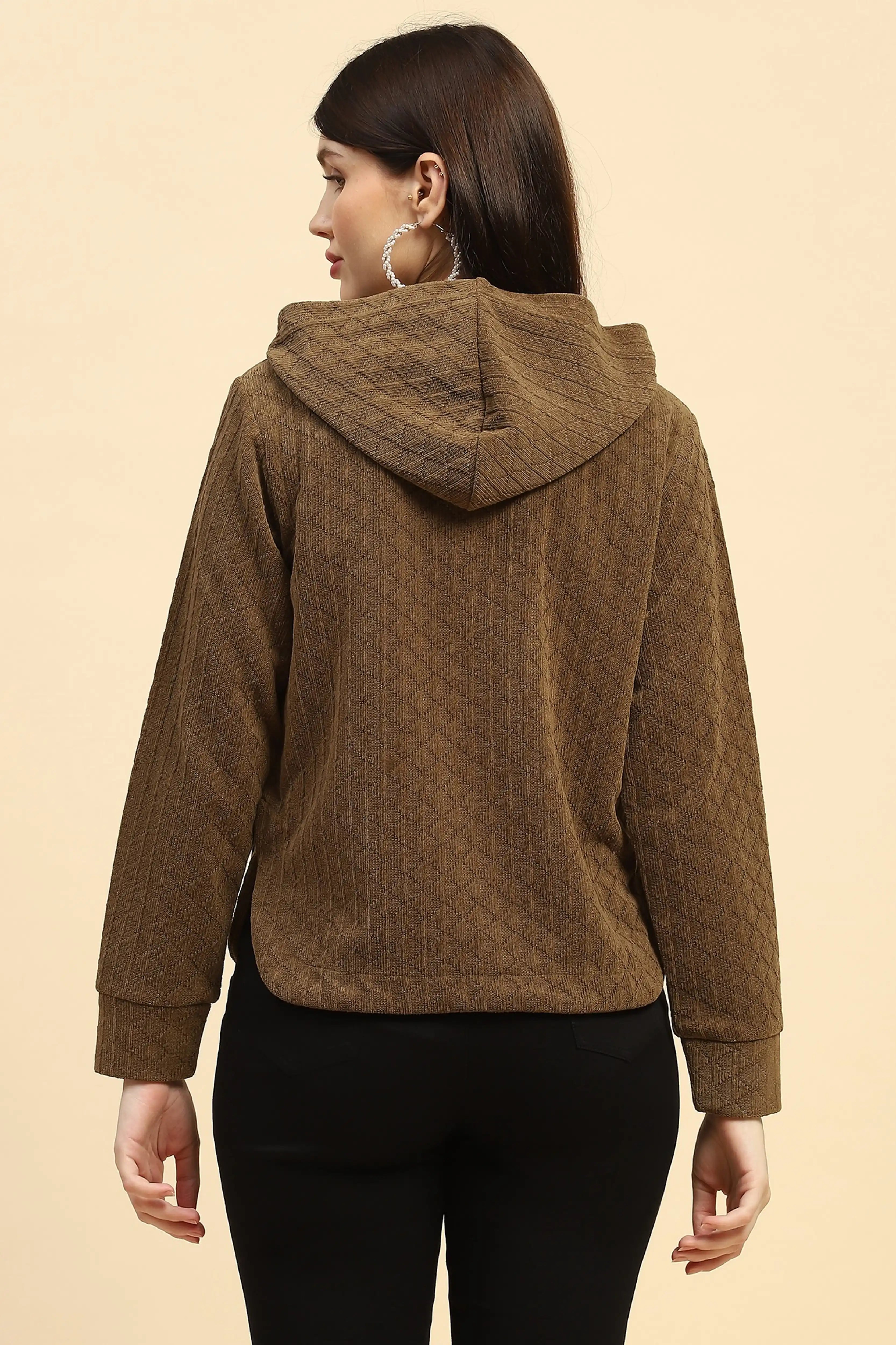 Brown Textured Sweatshirt